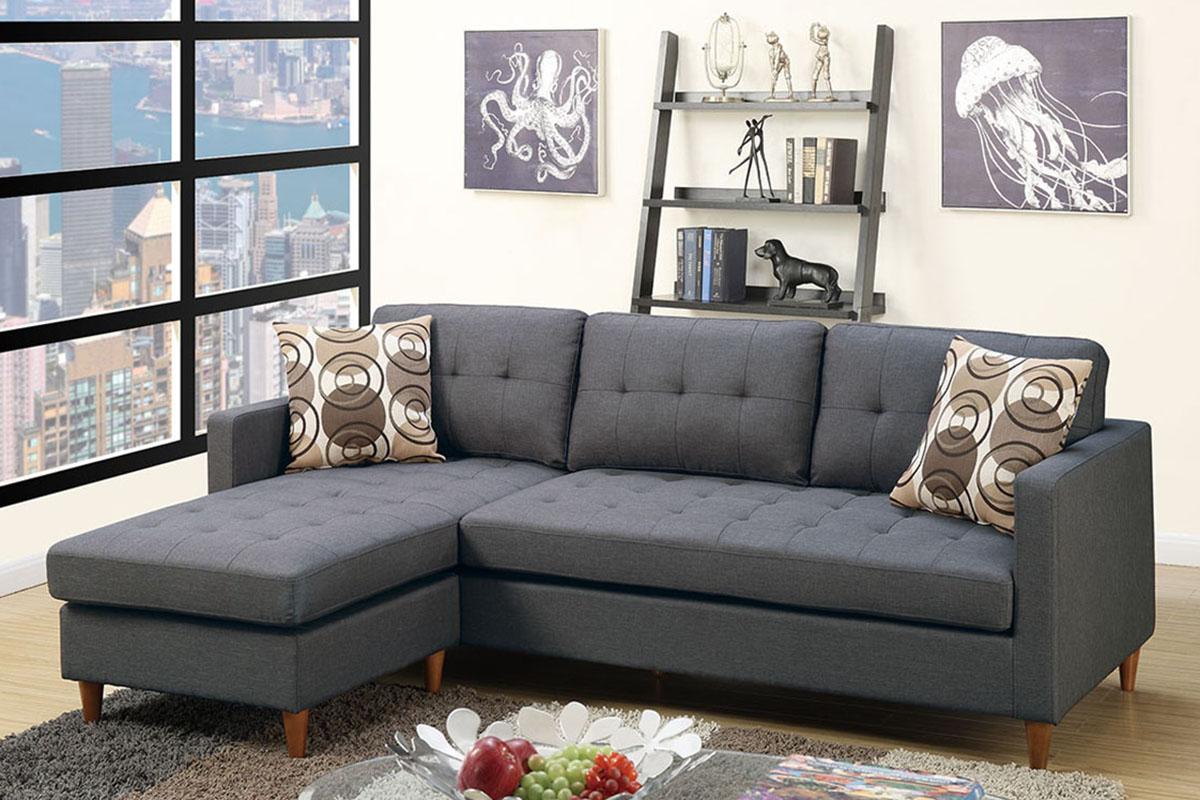 

    
Gray Fabric Sectional Sofa  F7094 Poundex Modern Contemporary
