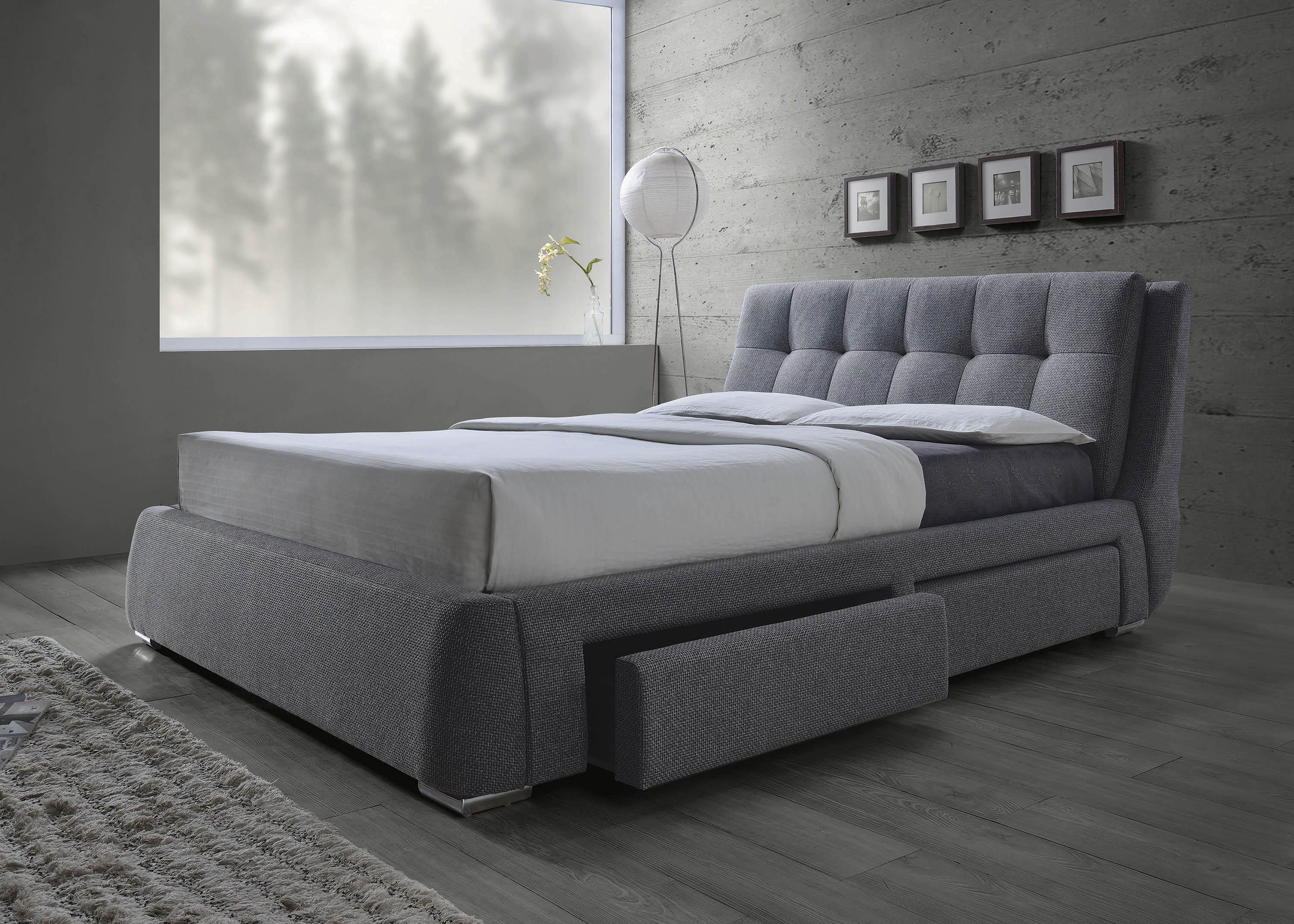 Modern Storage Bed Fenbrook 300523KE in Gray Fabric