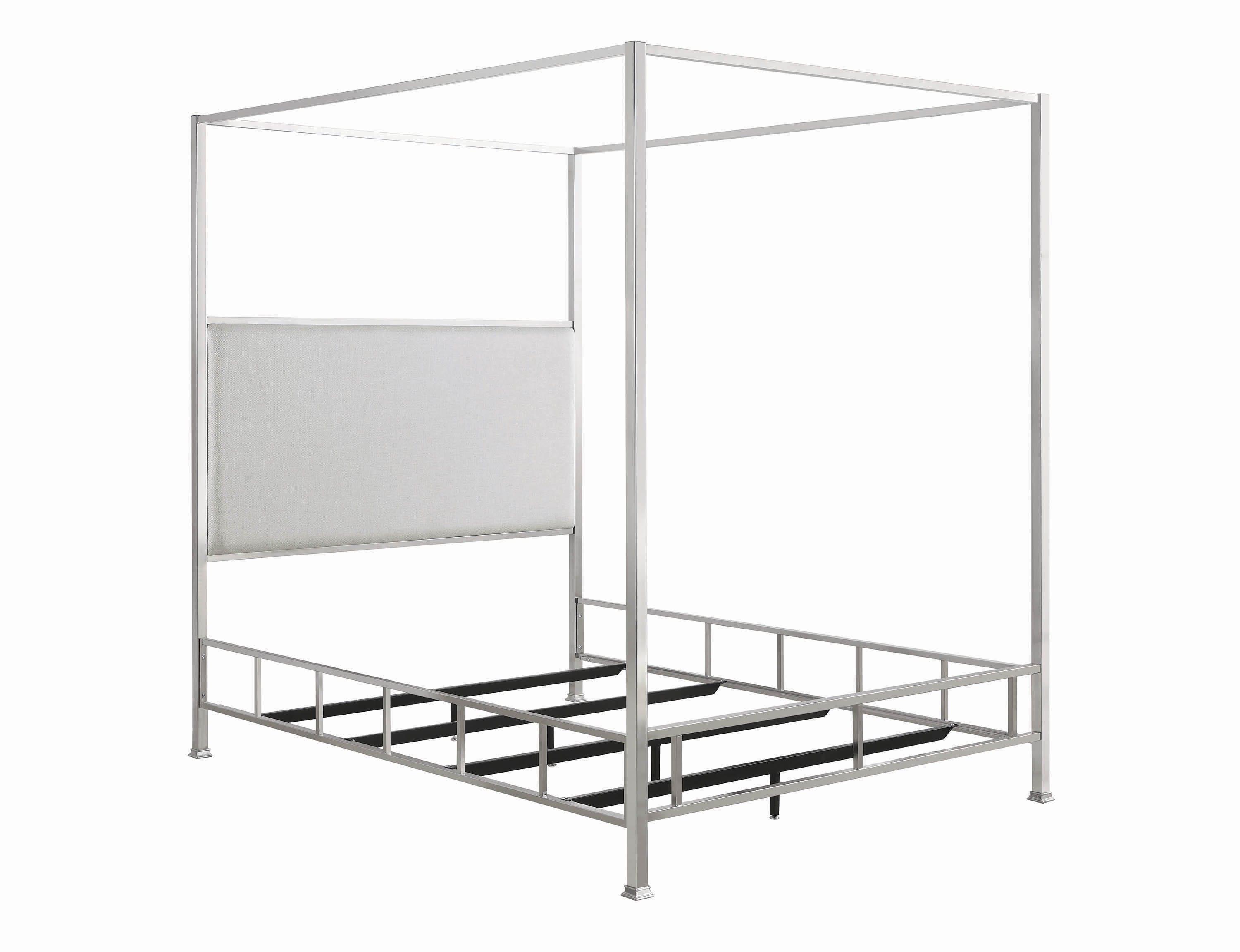Modern Canopy Bed Clarie 301121Q in Gray Fabric