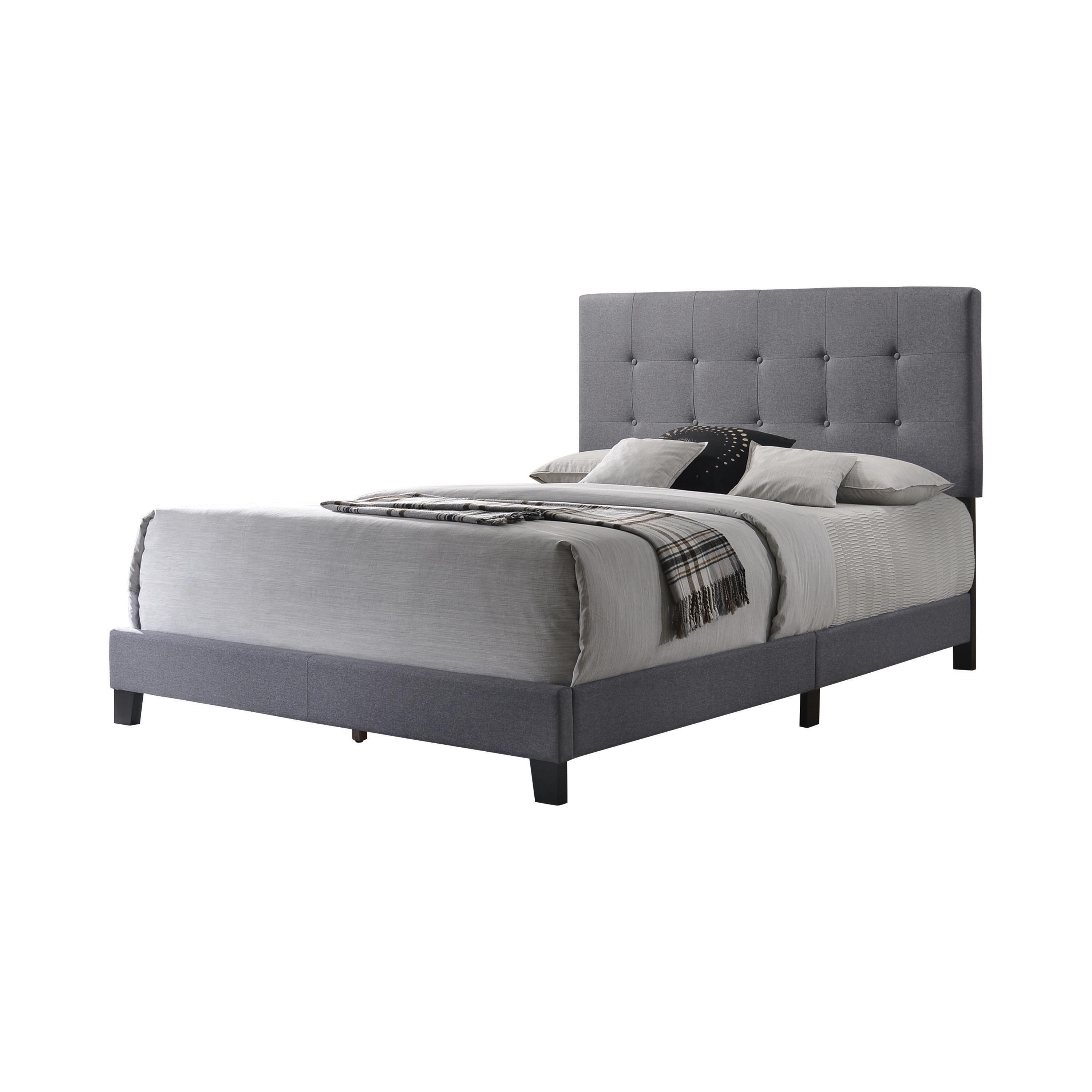 

    
Modern Gray Fabric Upholstery Queen Bed Coaster 305747Q Mapes

