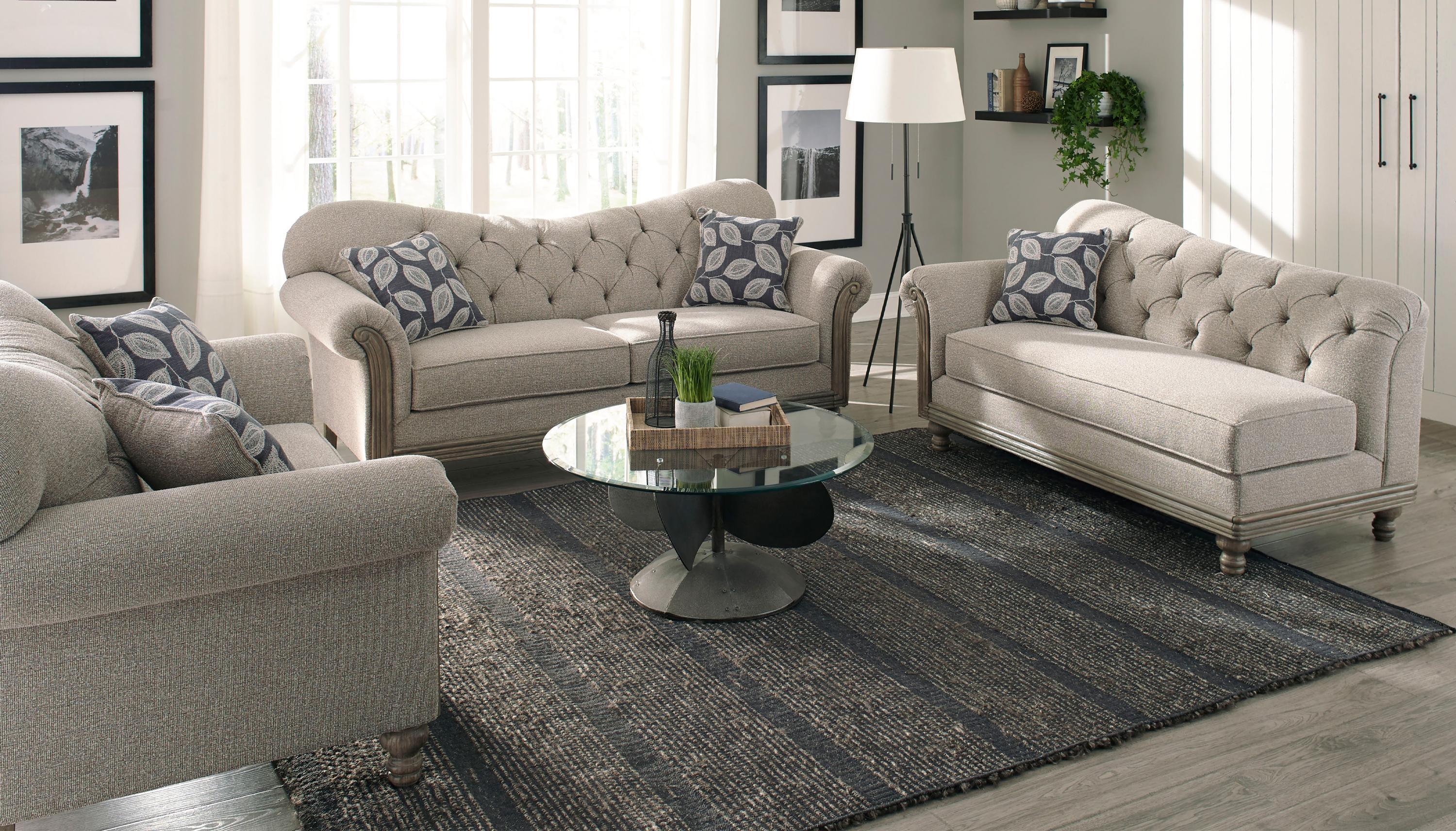Modern Sofa Set Gilomore 508541-S2 in Gray Fabric