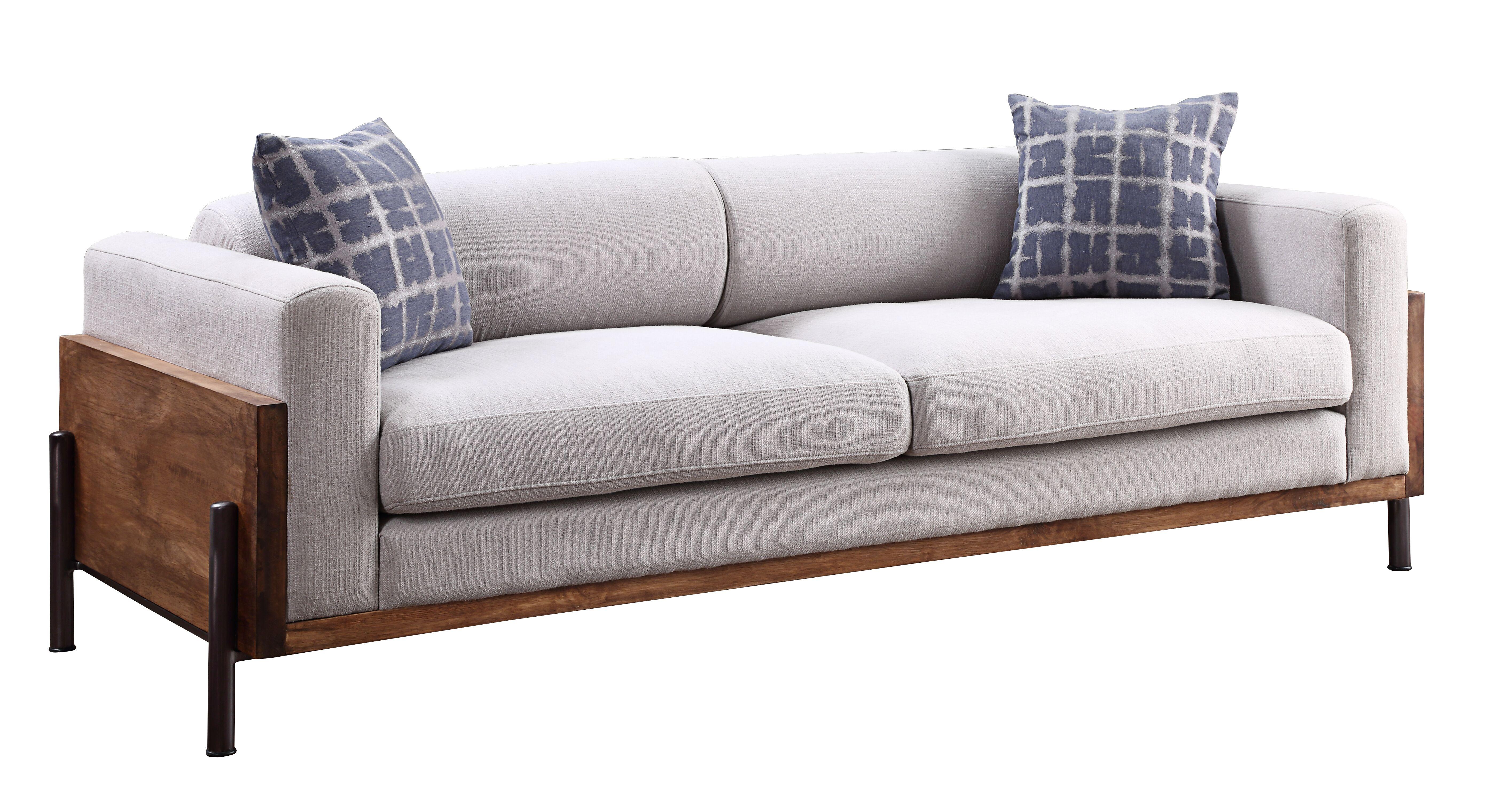 

    
Modern Gray Fabric & Walnut Fabric Sofa Acme Pelton 54890
