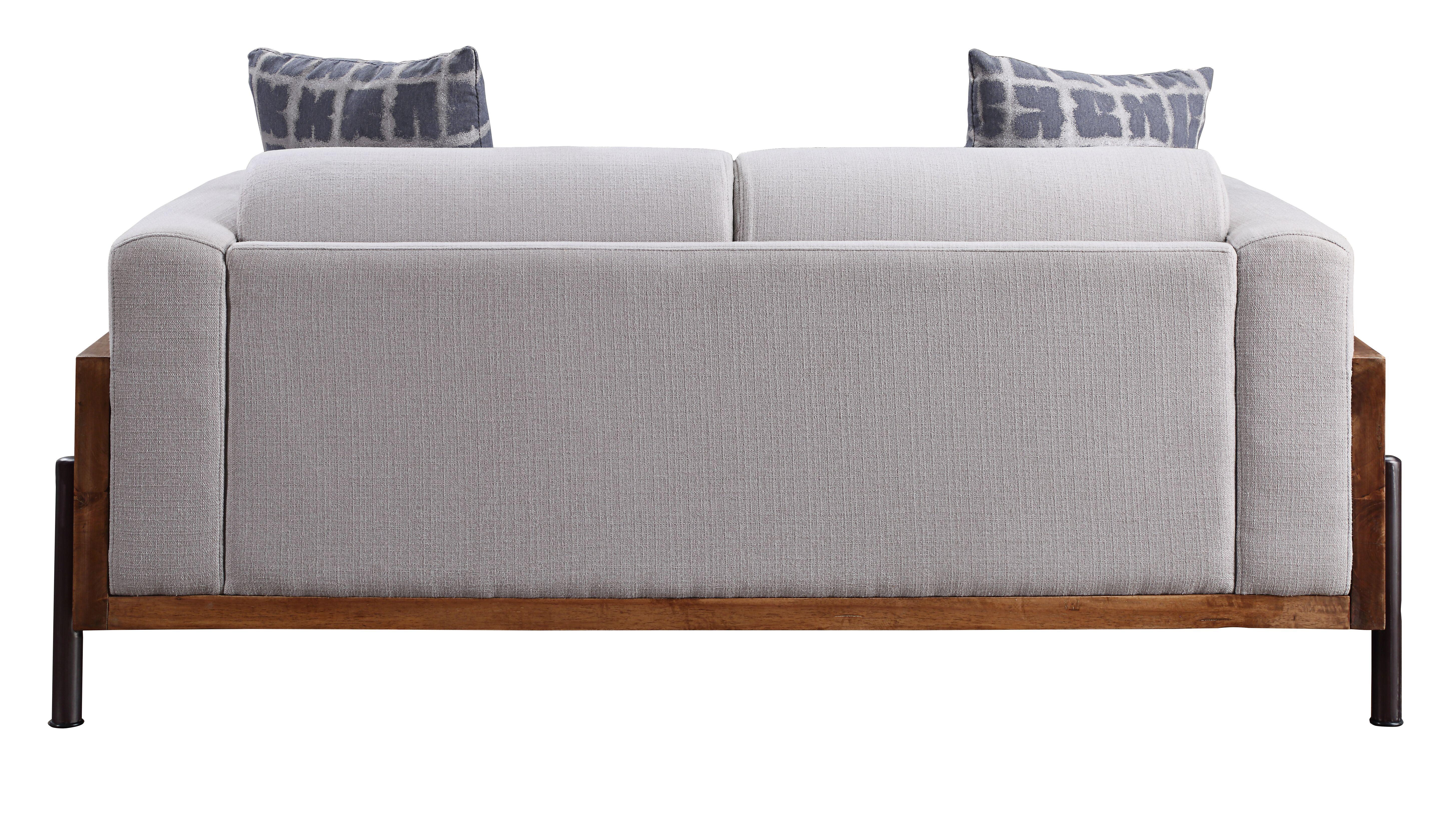 

    
 Order  Modern Gray Fabric & Walnut Fabric Sofa + Loveseat + Chair Acme Pelton 54890-3pcs

