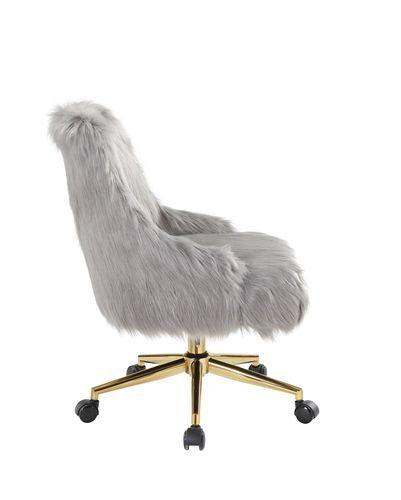

    
Modern Gray Faux Fur & Chrome Office Chair by Acme Arundell II OF00123
