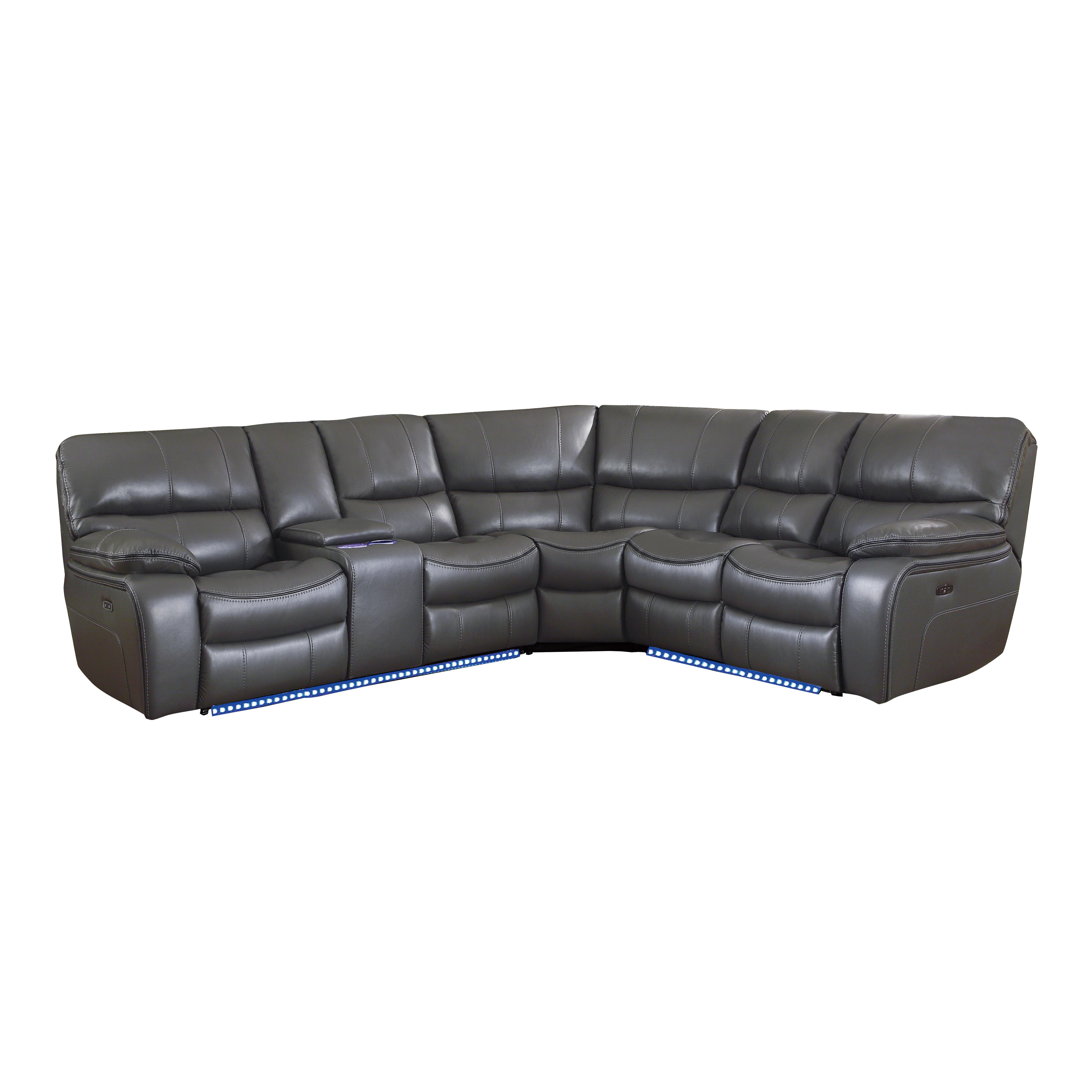 

    
Modern Gray Faux Leather 3-Piece Power Reclining Sectional Homelegance 8480GRY*3SCPD Pecos
