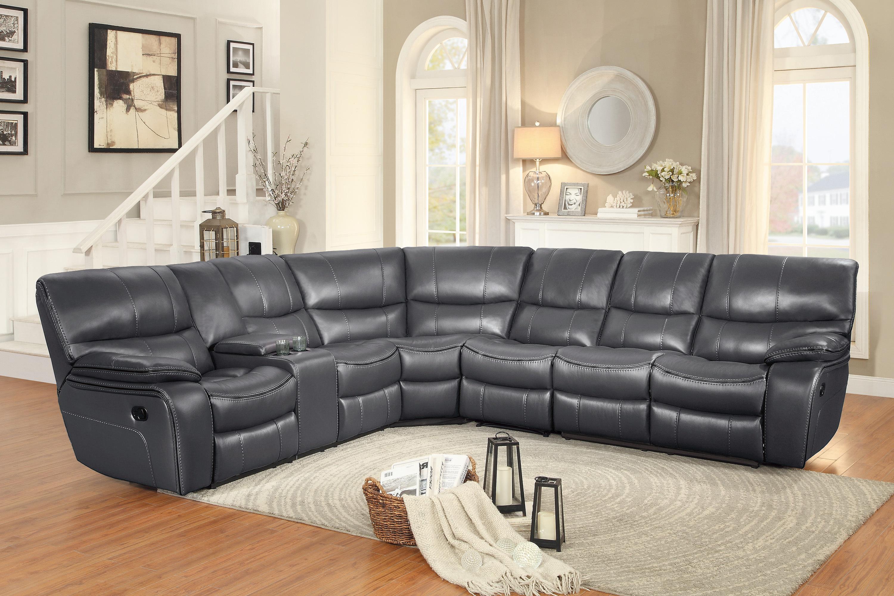 

    
Modern Gray Faux Leather 4-Piece Reclining Sectional Homelegance 8480GRY*4SC Pecos
