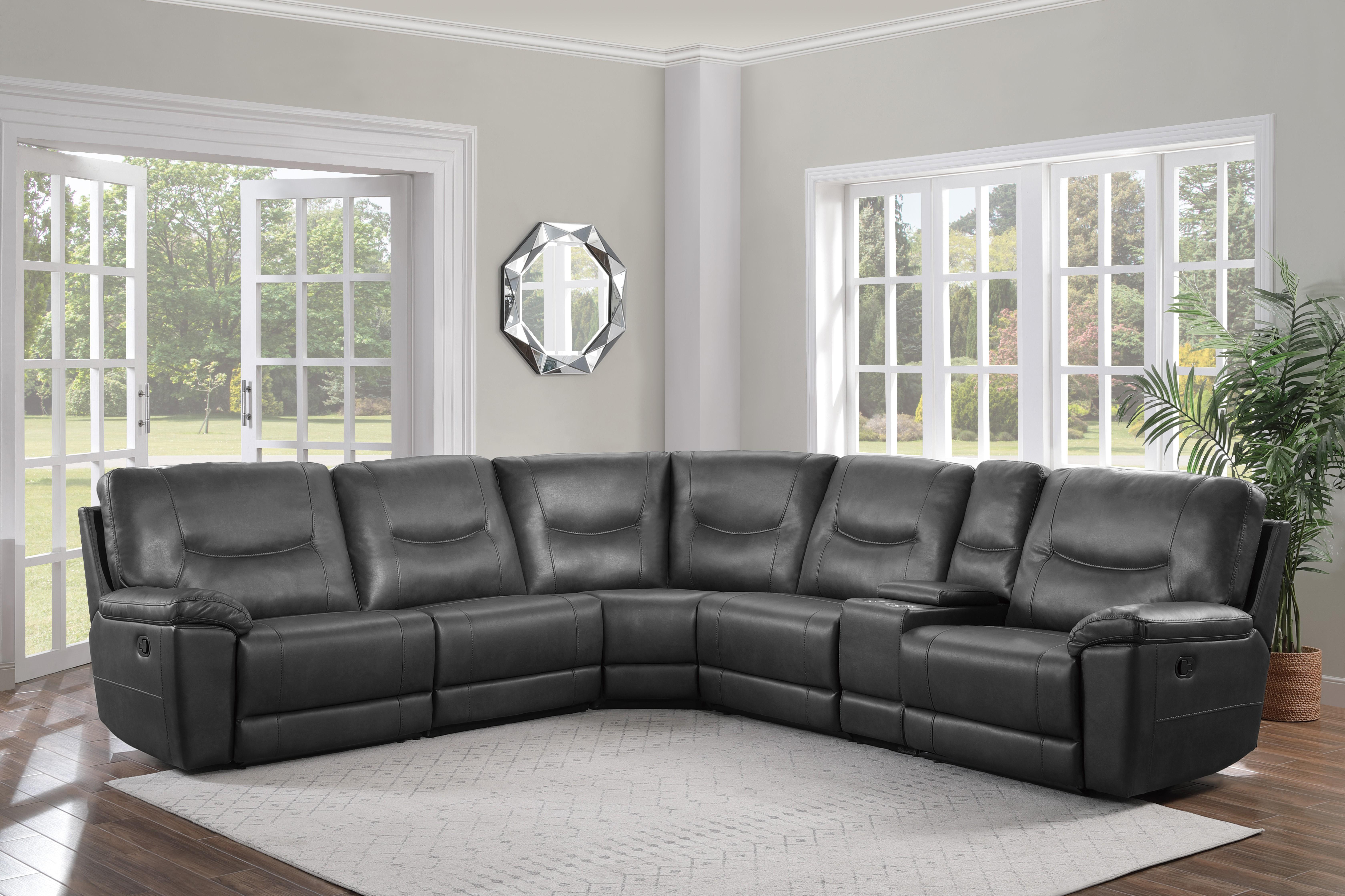 

    
8490GRY*6LRRR Modern Gray Faux Leather 6-Piece Reclining Sectional Homelegance 8490GRY Columbus
