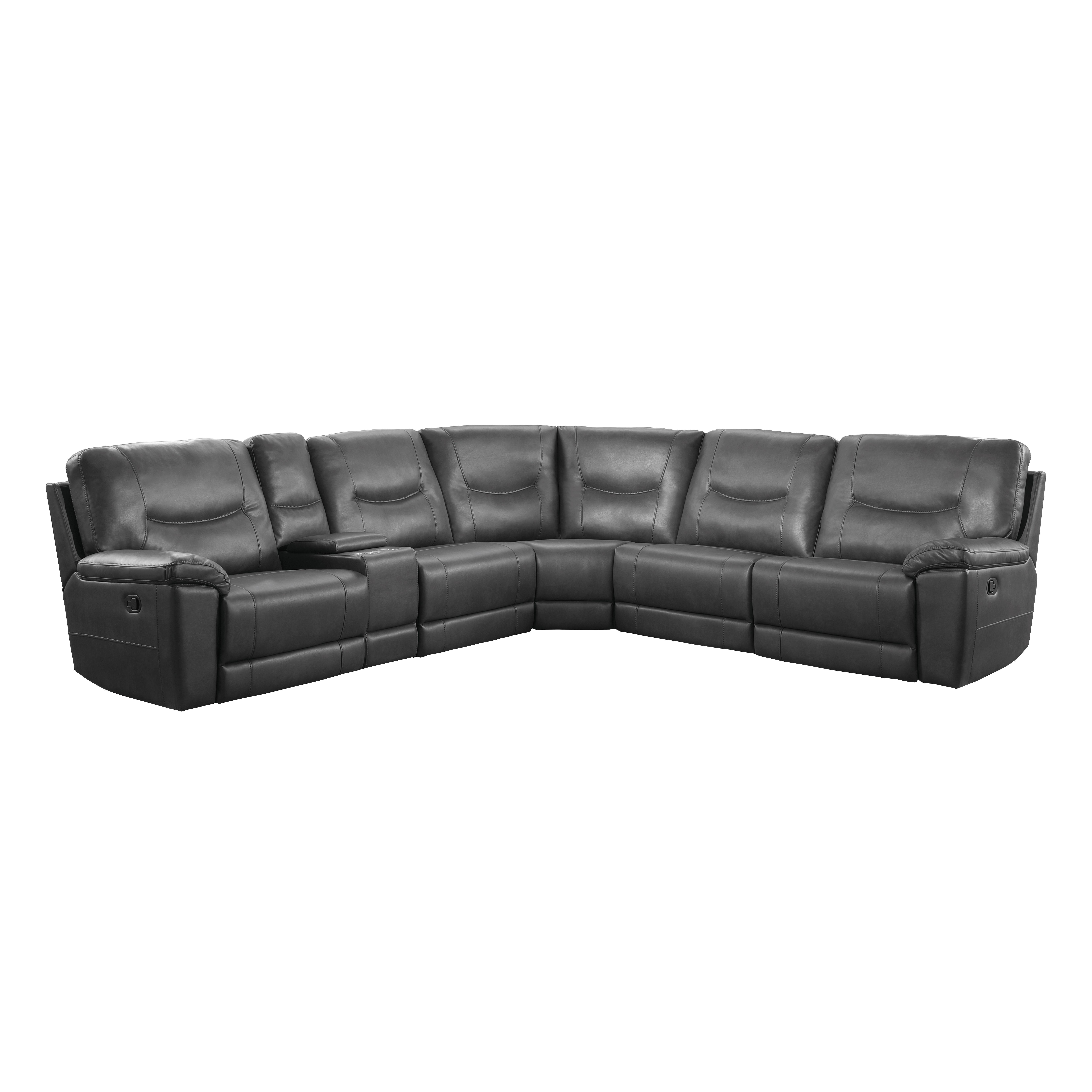 

    
Modern Gray Faux Leather 6-Piece Reclining Sectional Homelegance 8490GRY Columbus
