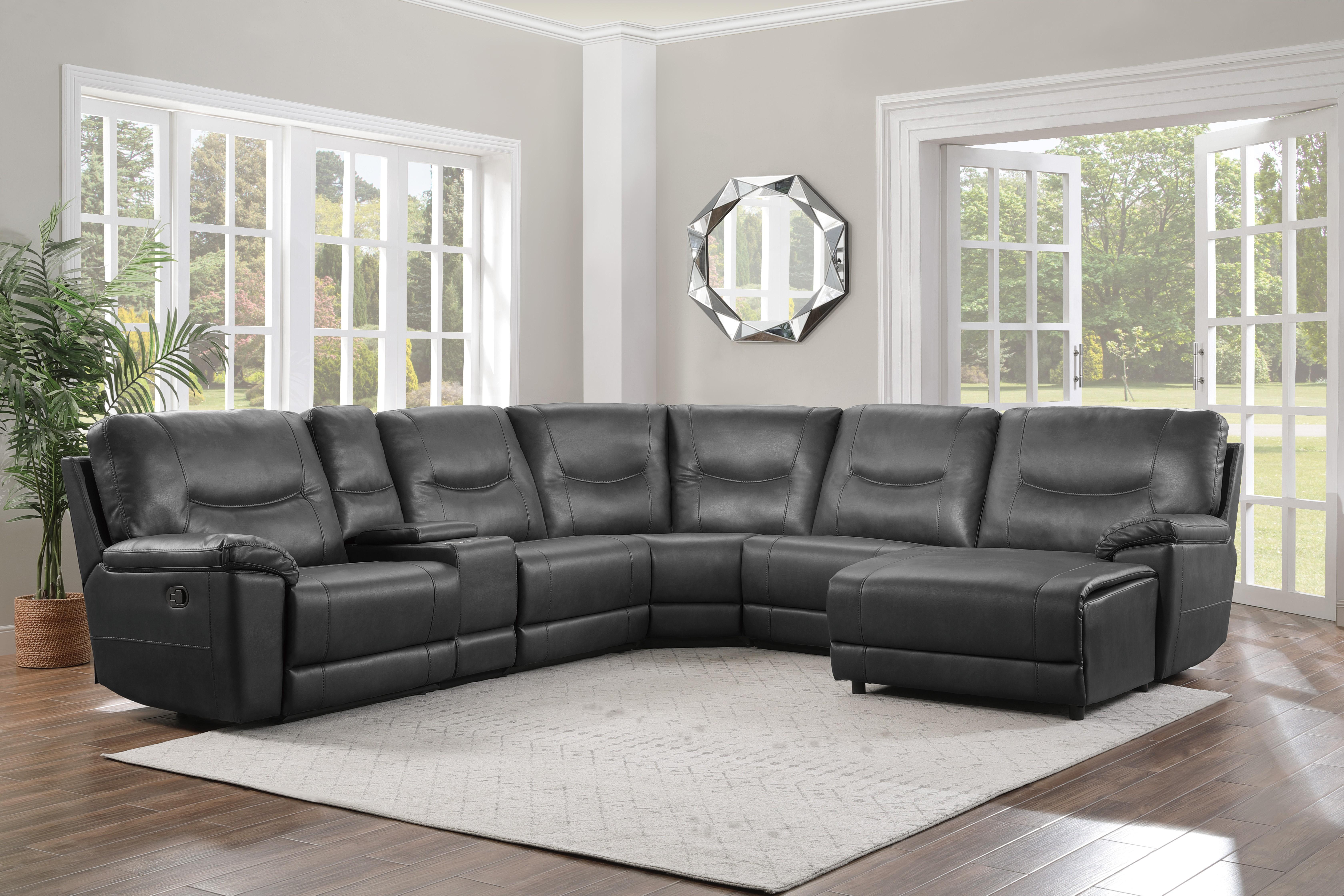 

                    
Homelegance 8490GRY*6LRRC Columbus Reclining Sectional Gray Faux Leather Purchase 
