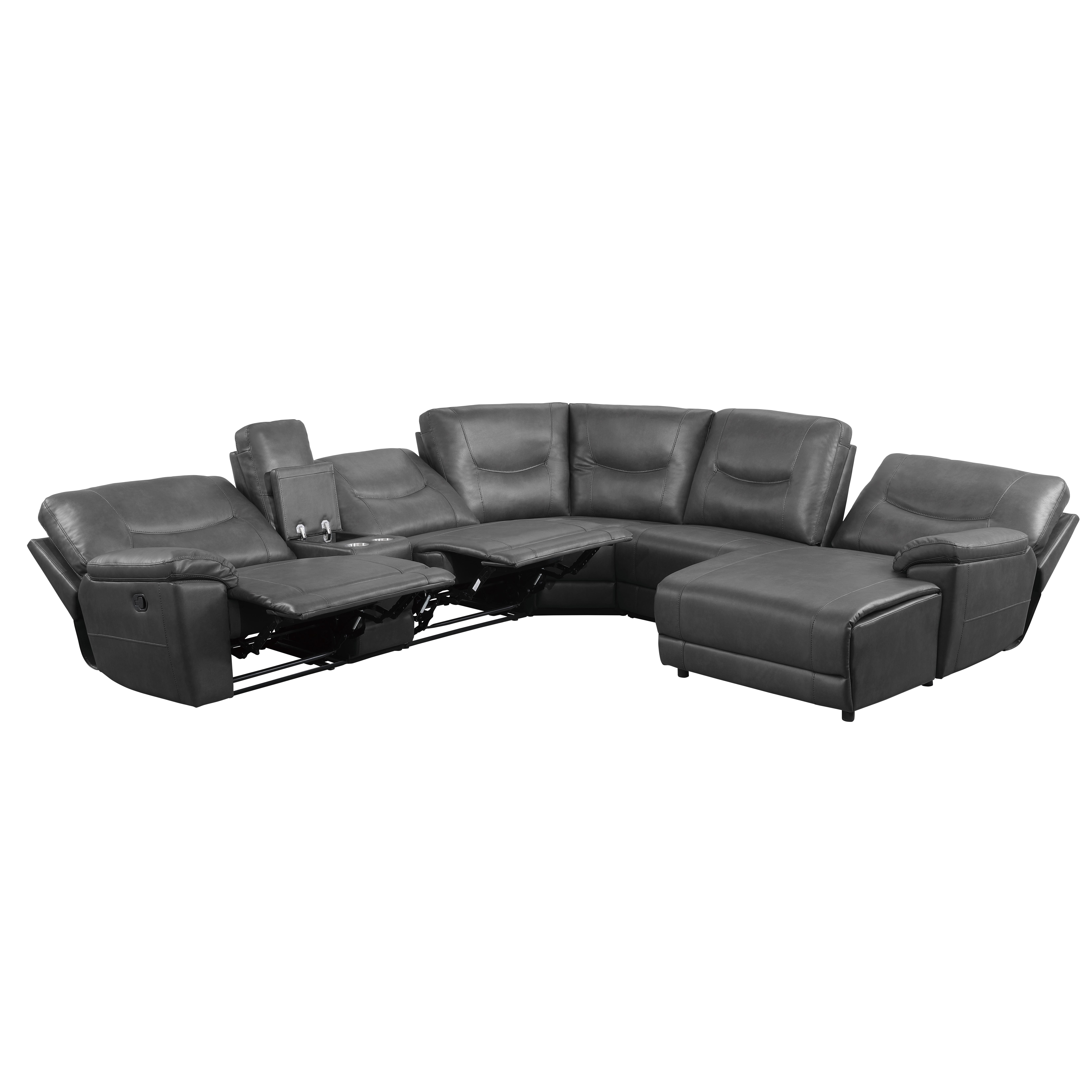 

    
Modern Gray Faux Leather 6-Piece RSF Reclining Sectional Homelegance 8490GRY Columbus
