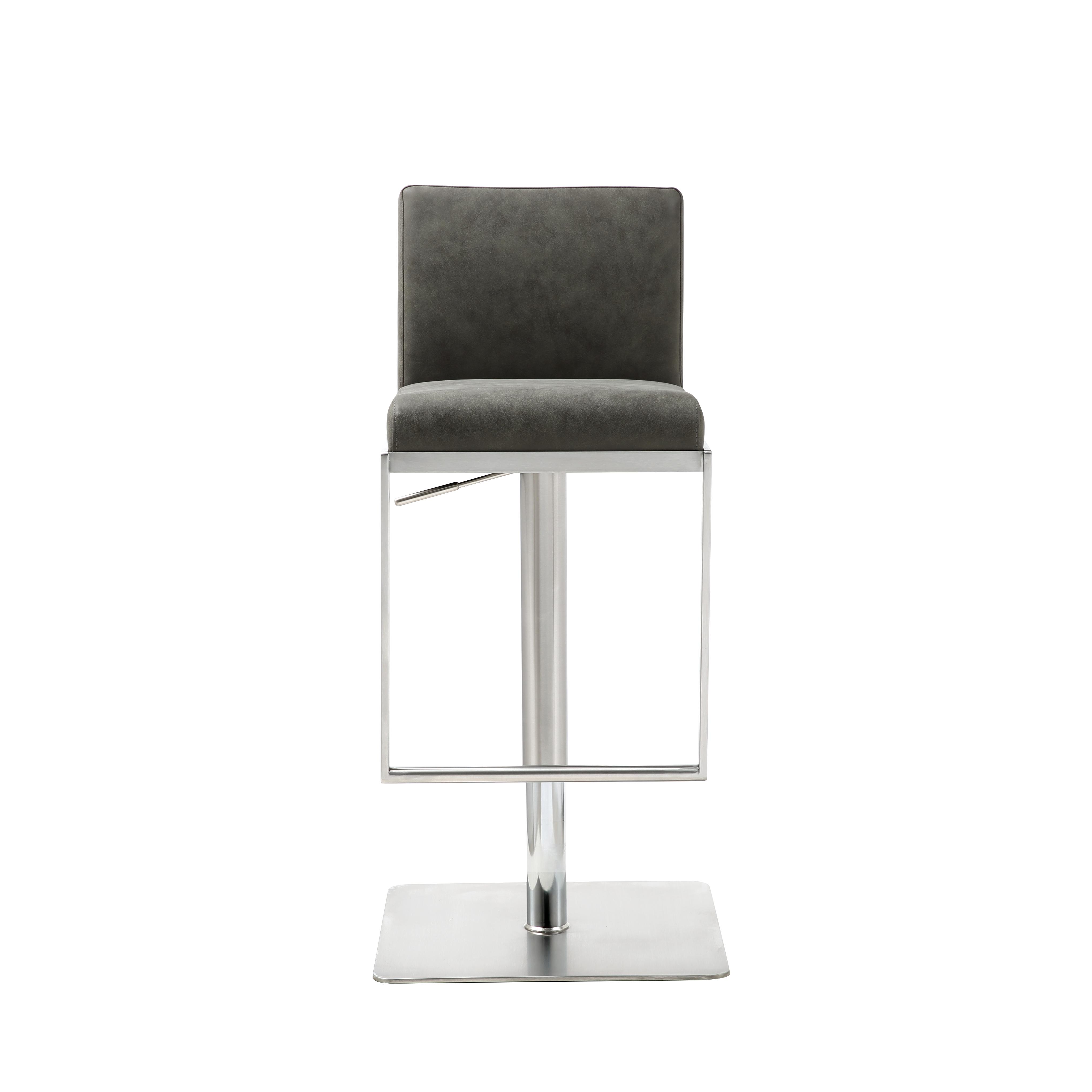 Modern Bar Stool BS1622P-GRY Clay BS1622P-GRY in Gray Faux Leather