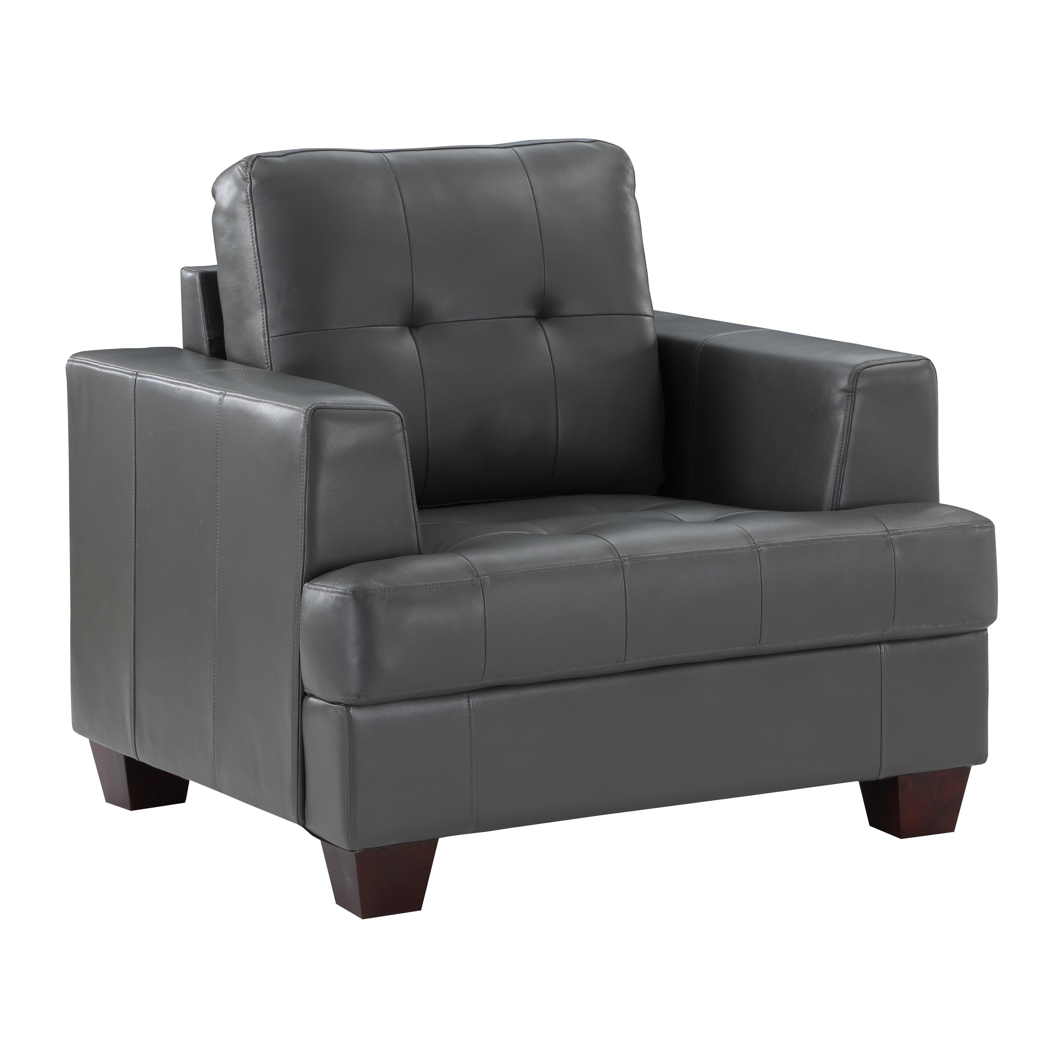 

    
 Shop  Modern Gray Faux Leather Living Room Set 3pcs Homelegance 9309GY Hinsall
