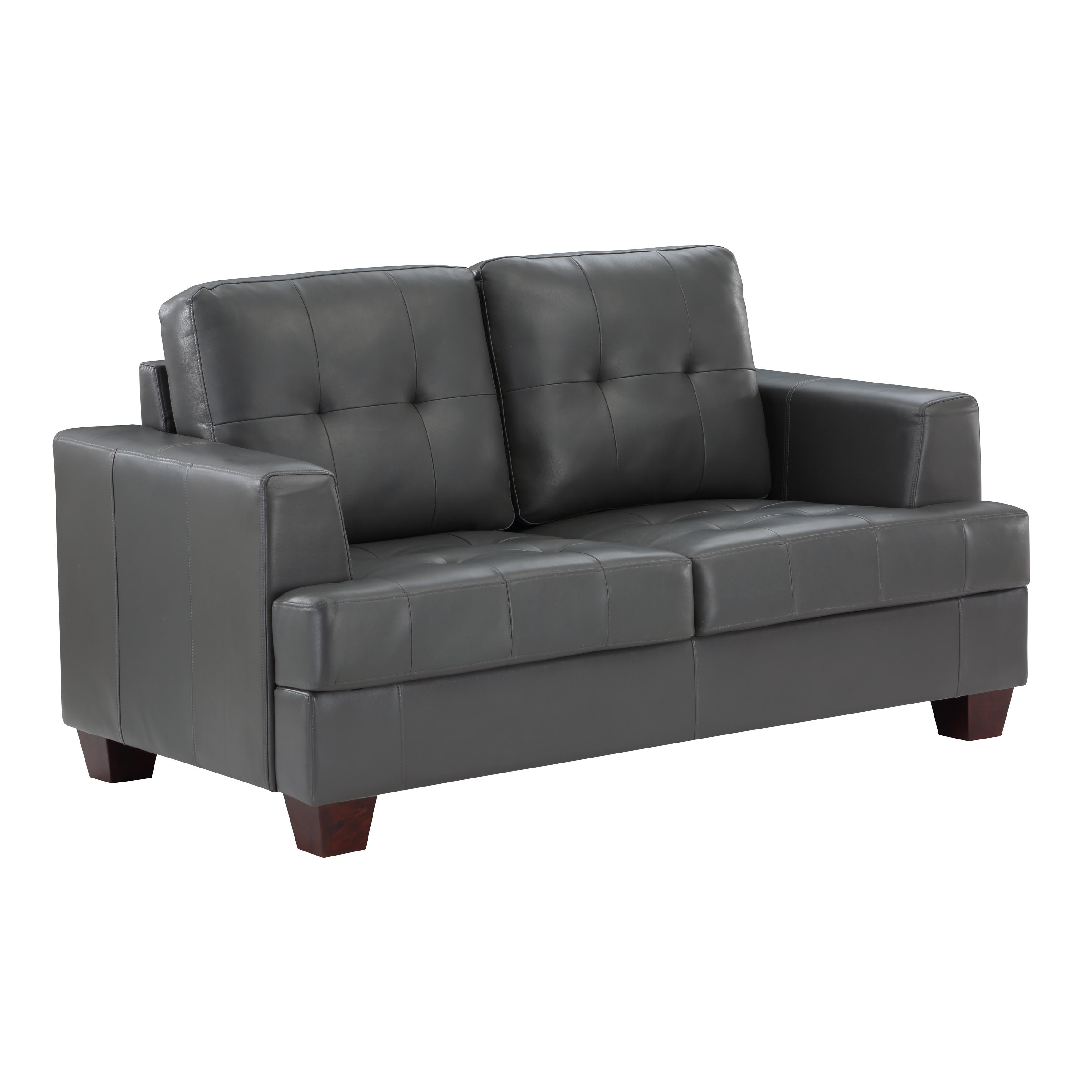 

    
Modern Gray Faux Leather Loveseat Homelegance 9309GY-2 Hinsall
