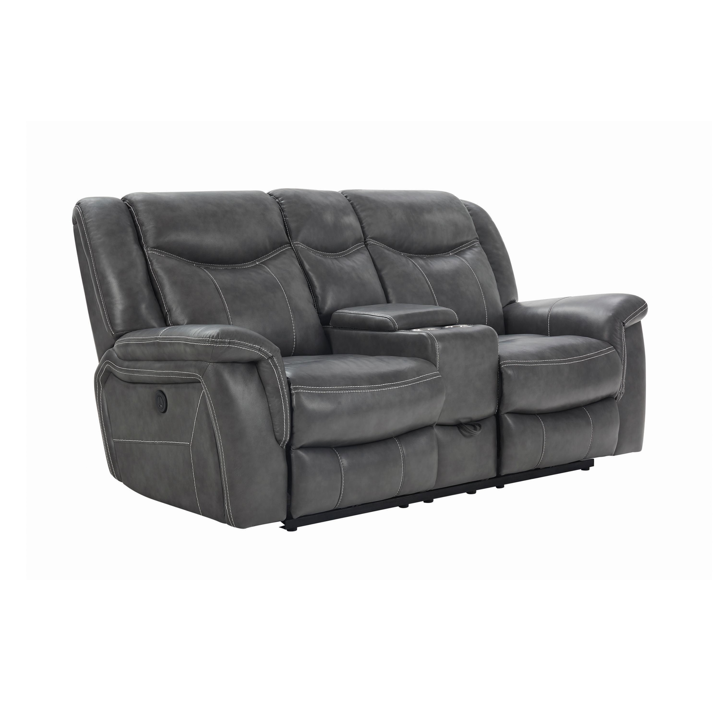 

    
 Order  Modern Gray Faux Leather Motion Sofa Set 2pcs Coaster 650354-S2 Conrad
