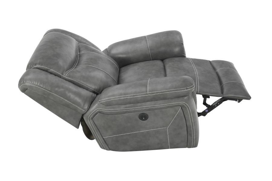 

    
650354P-S3 Modern Gray Faux Leather Power Sofa Set 3pcs Coaster 650354P-S3 Conrad
