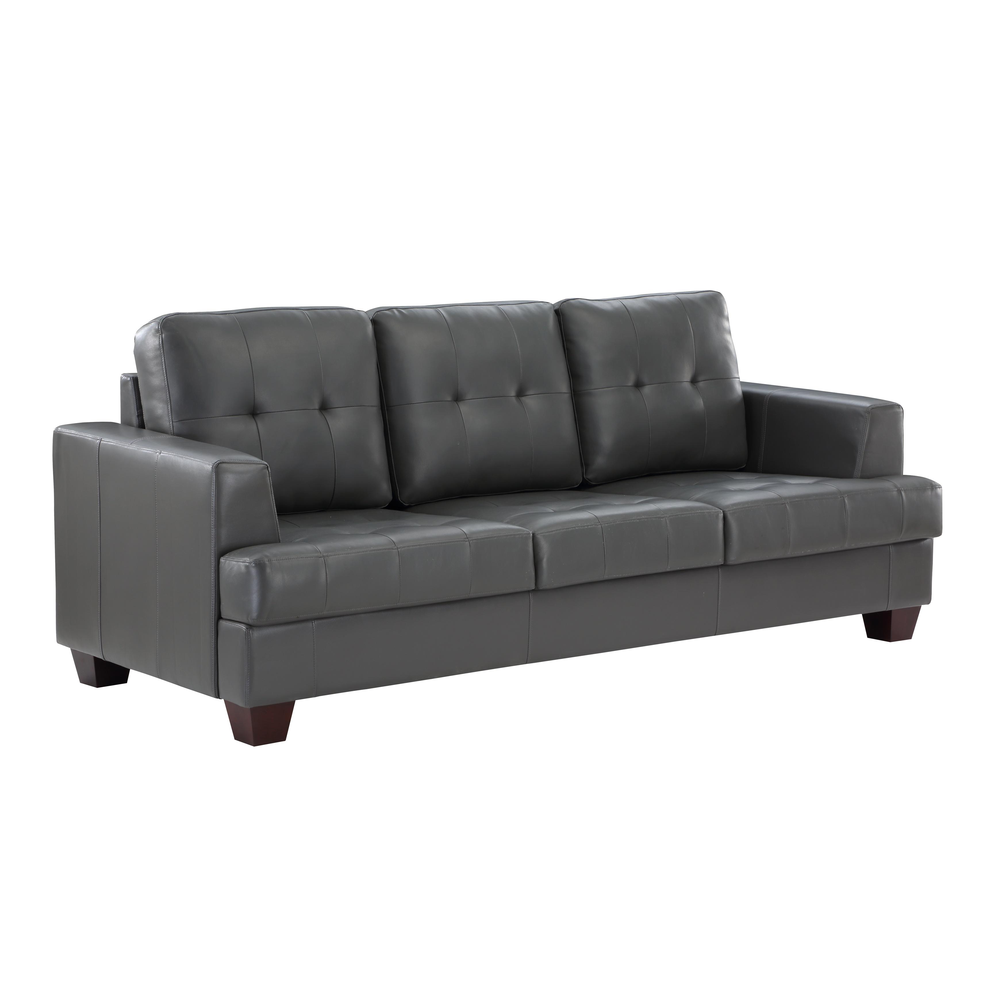 

    
Modern Gray Faux Leather Sofa Homelegance 9309GY-3 Hinsall
