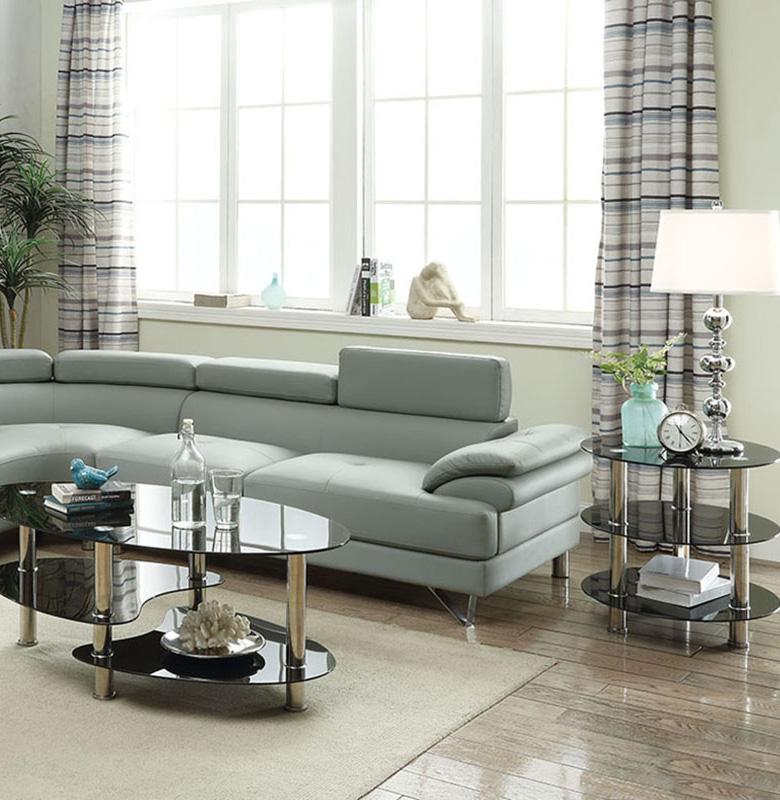 

    
Poundex Furniture F6984 Sectional Sofa Gray F6984
