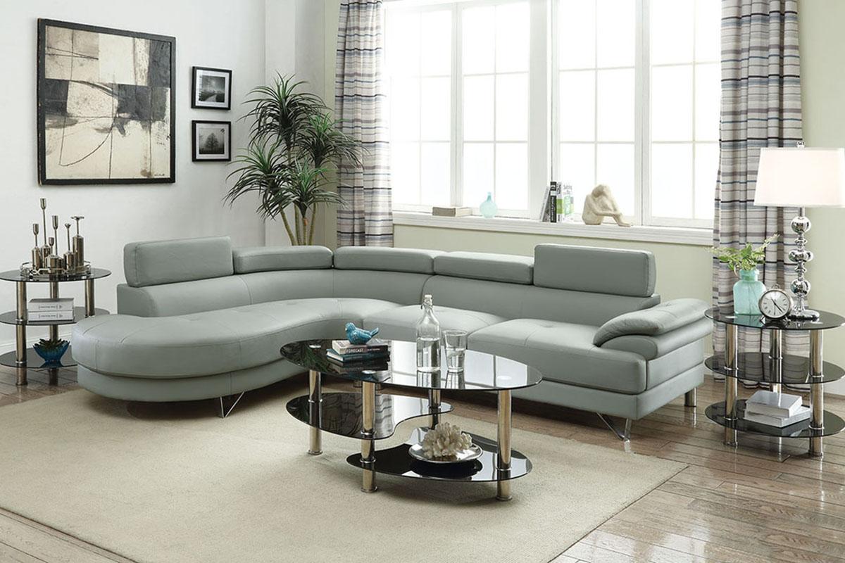Contemporary, Modern Sectional Sofa F6984 F6984 in Gray Faux Leather