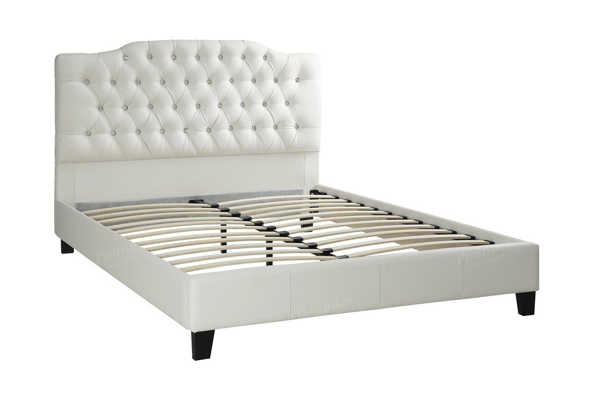 

    
Modern White Faux Leather Upholstered Eastern King Bed F9350 Poundex
