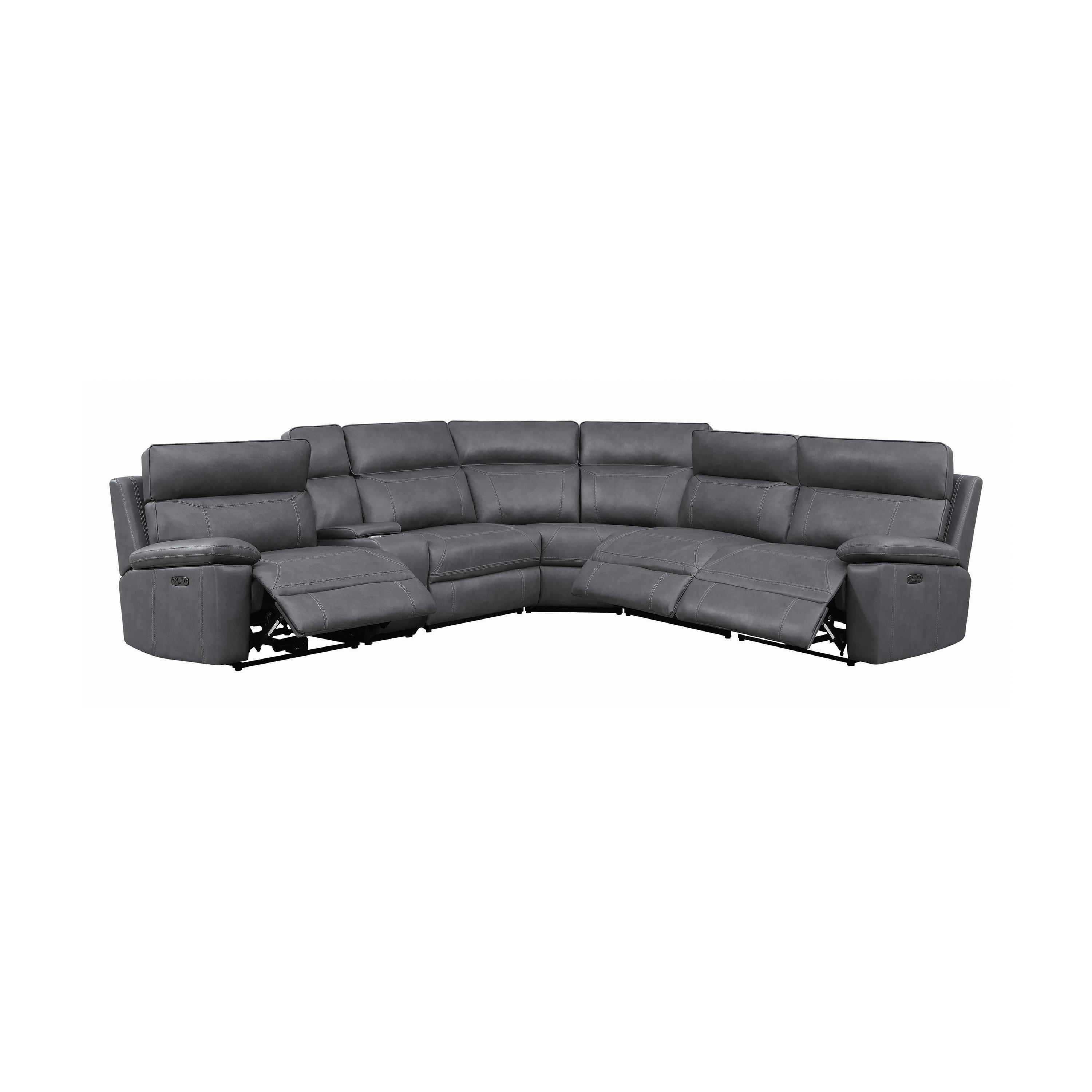 

    
Modern Gray Faux Leather 6-Piece Power Sectional Coaster 603270PP Albany

