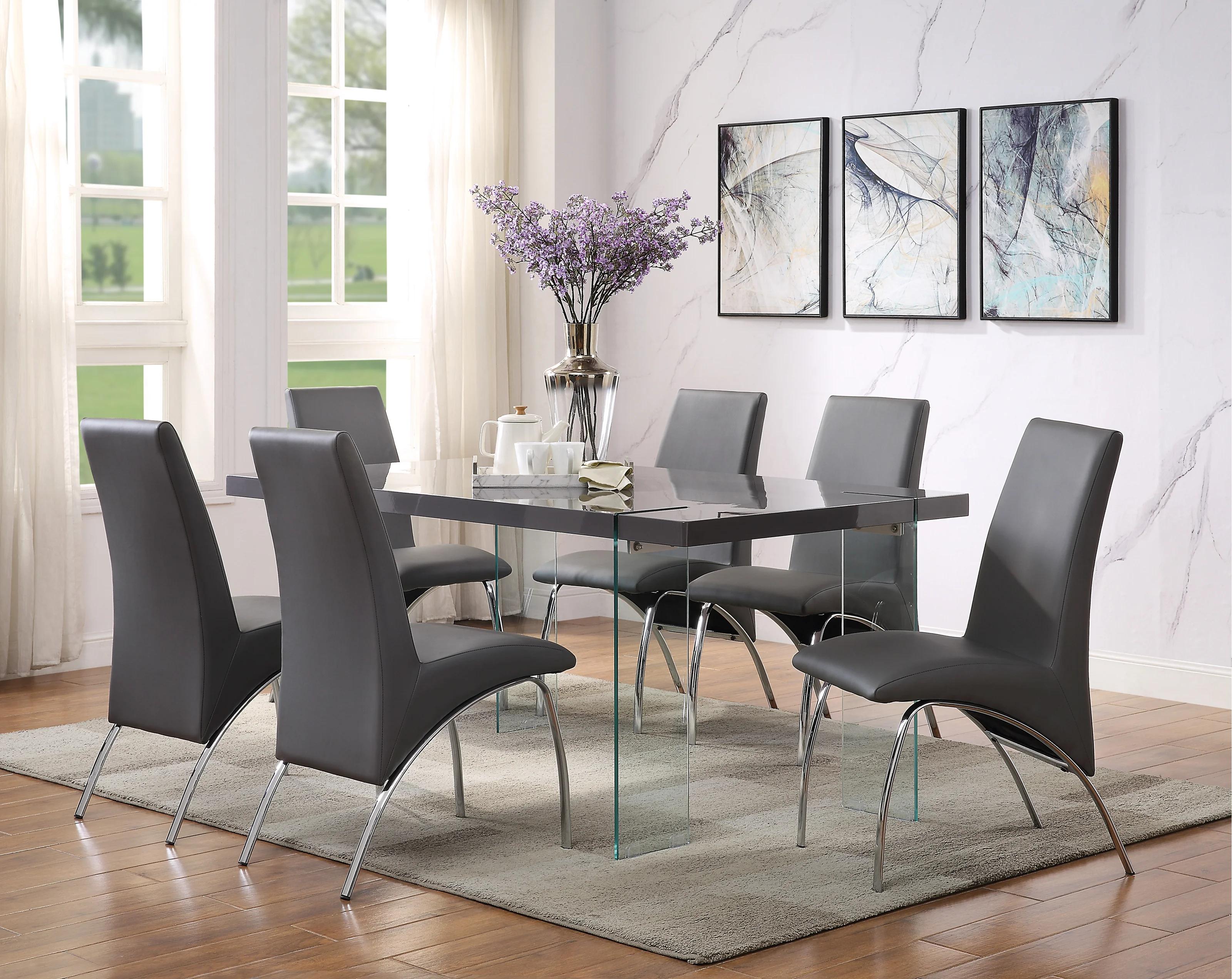

    
Modern Gray & Glass Dining Table + 4x Chairs by Acme Noland 72190-5pcs
