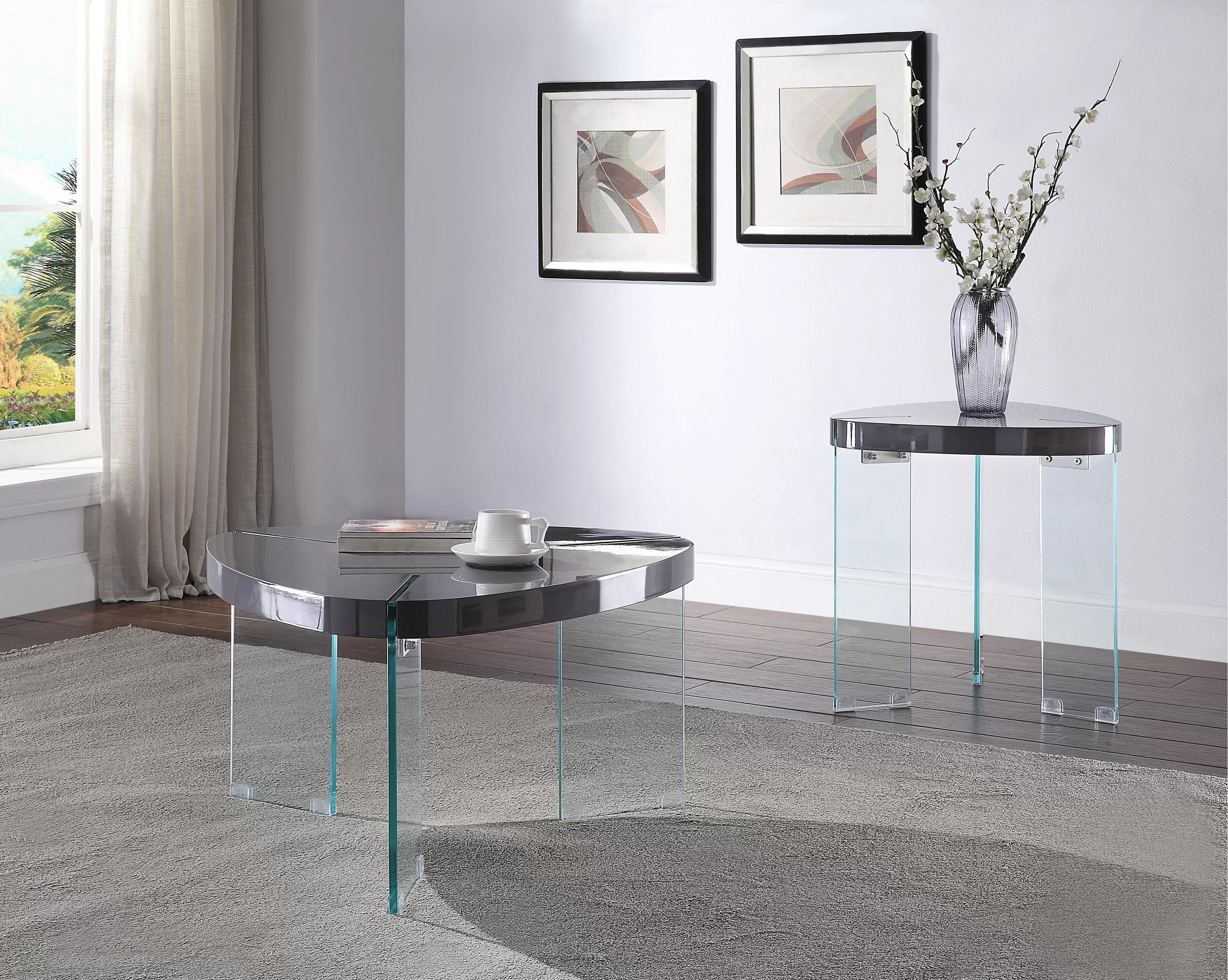 

    
Modern Gray Gloss & Glass Coffee Table + 2 End Tables by Acme Noland 84915-3pcs
