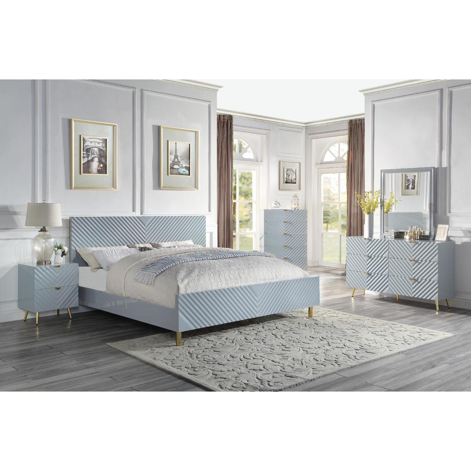 Modern, Casual Bedroom Set Gaines BD01040Q-5pcs in Gray 