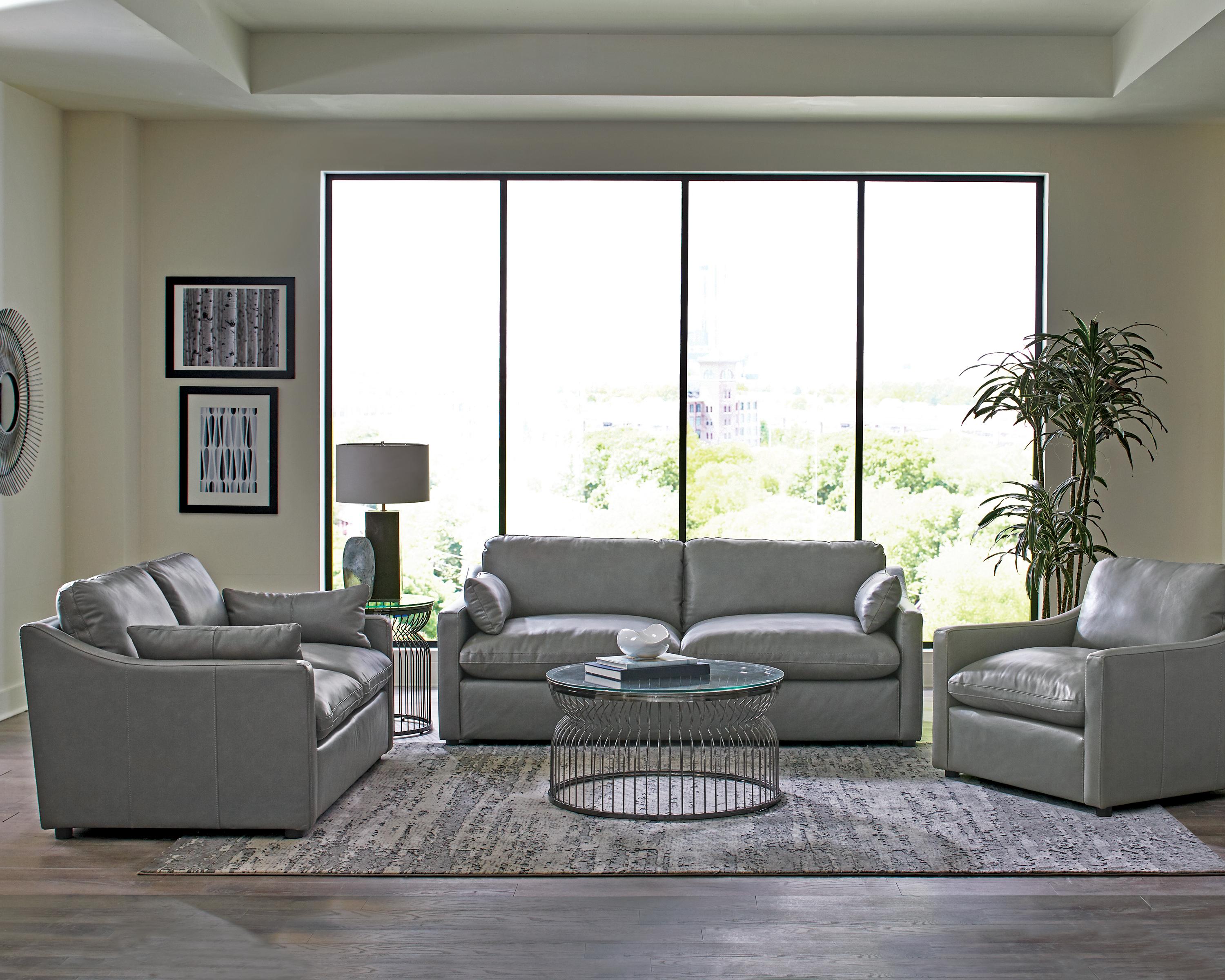 Modern Living Room Set 506771-S2 Grayson 506771-S2 in Gray Leather