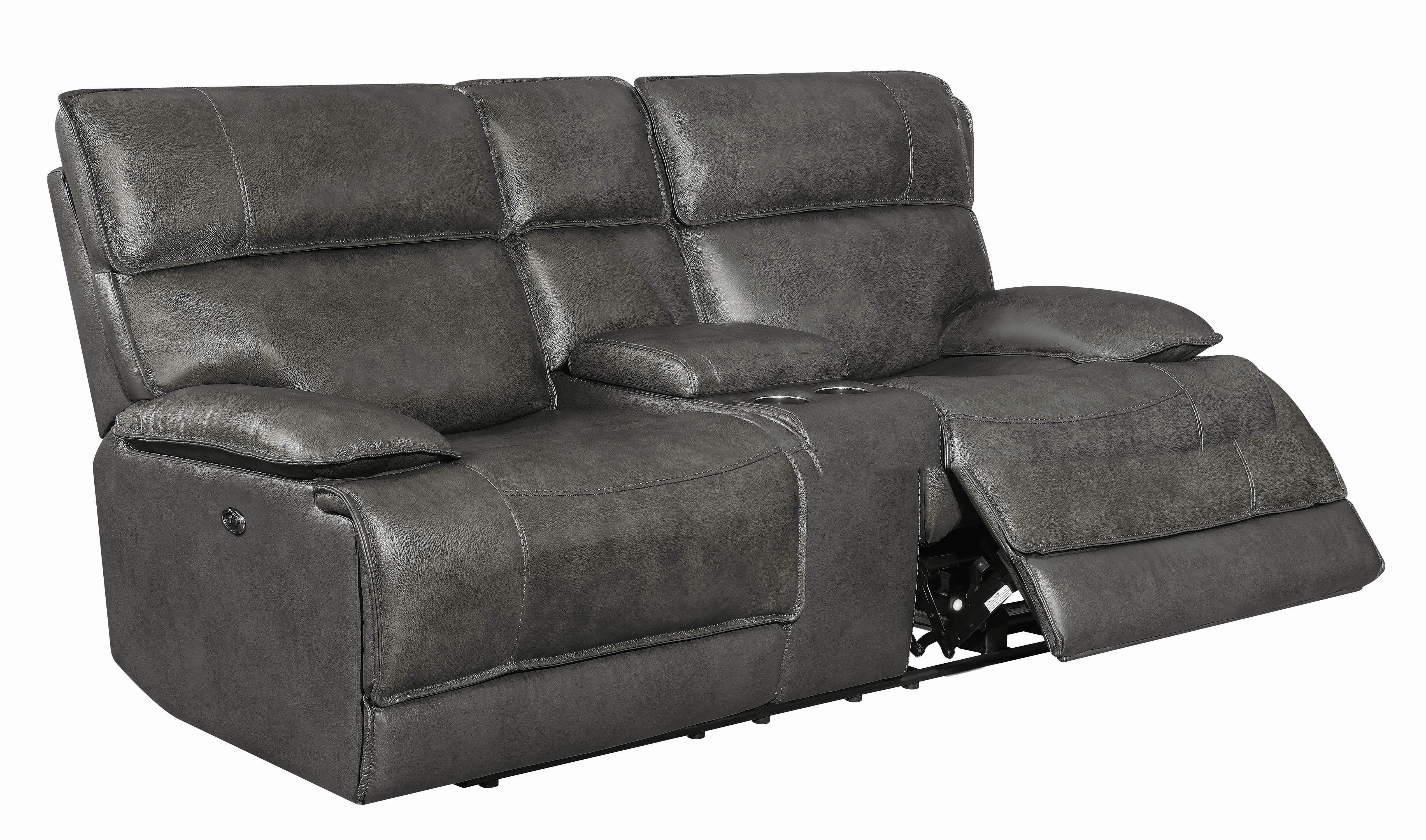 

    
Modern Gray Leather Upholstery Bt power2 loveseat Stanford by Coaster
