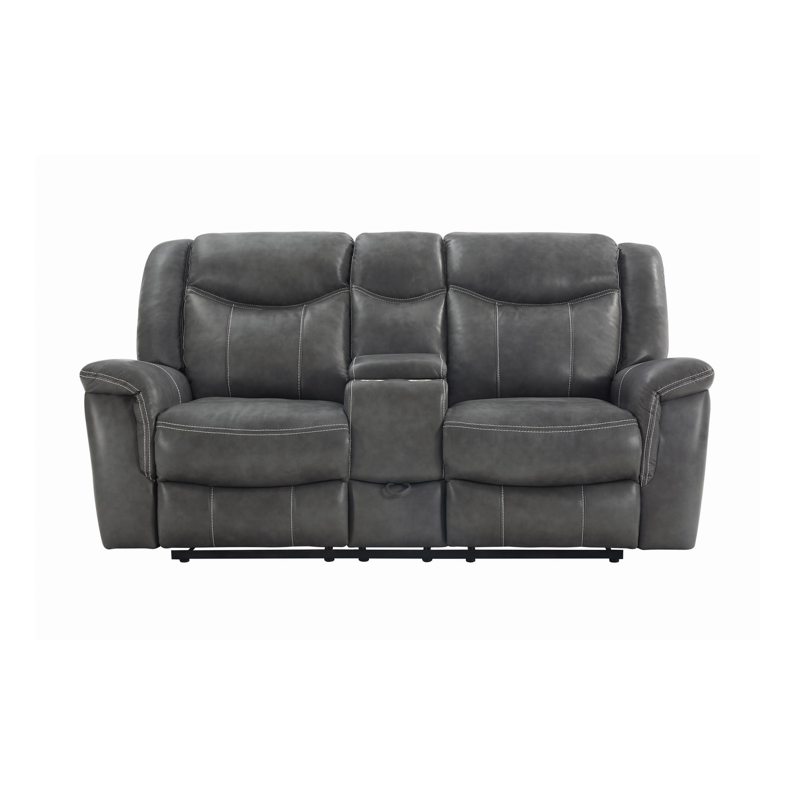 

    
Modern Gray Faux Leather Motion Loveseat Coaster 650355 Conrad
