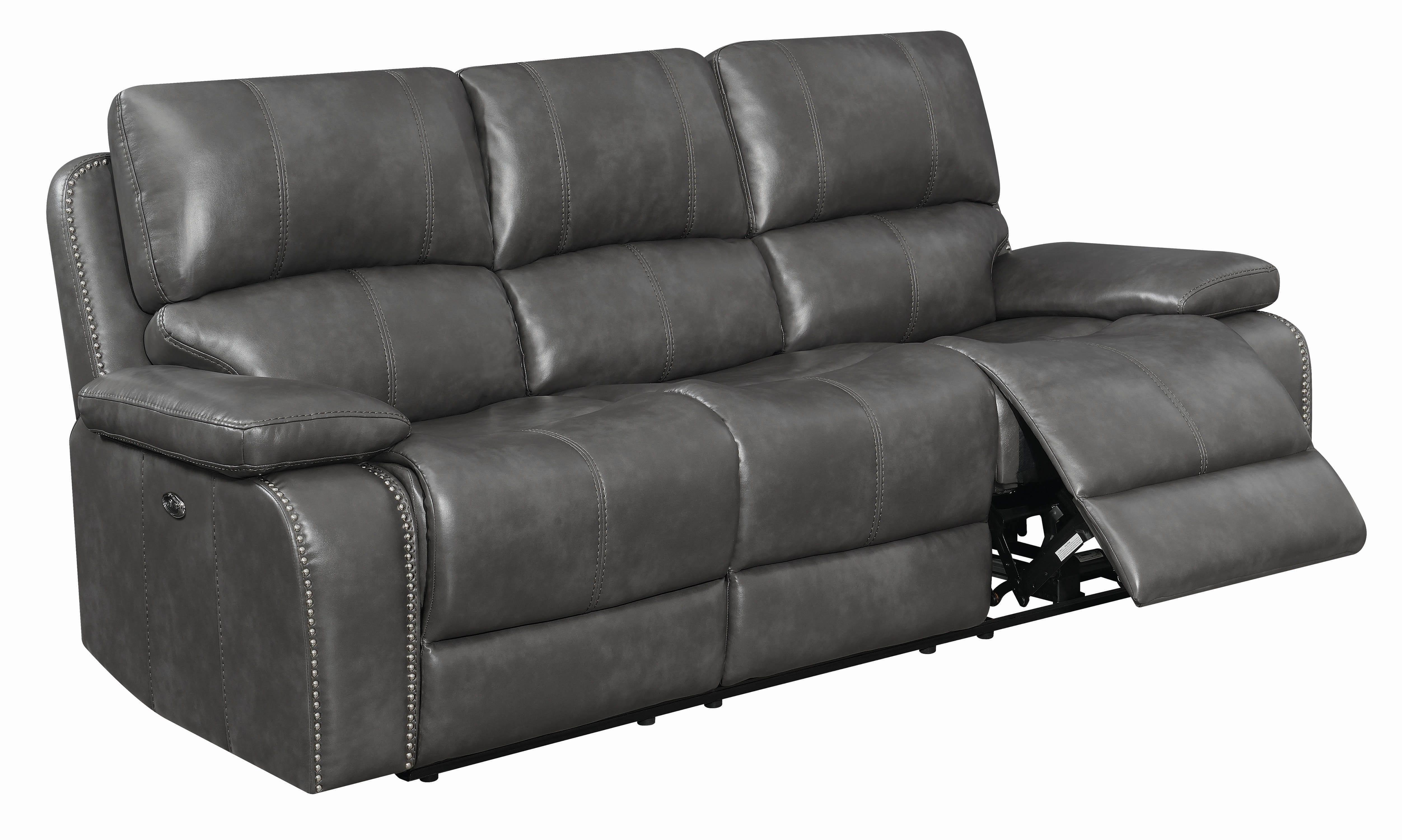 

    
603211 Modern Gray Leather Upholstery Motion sofa Ravenna by Coaster
