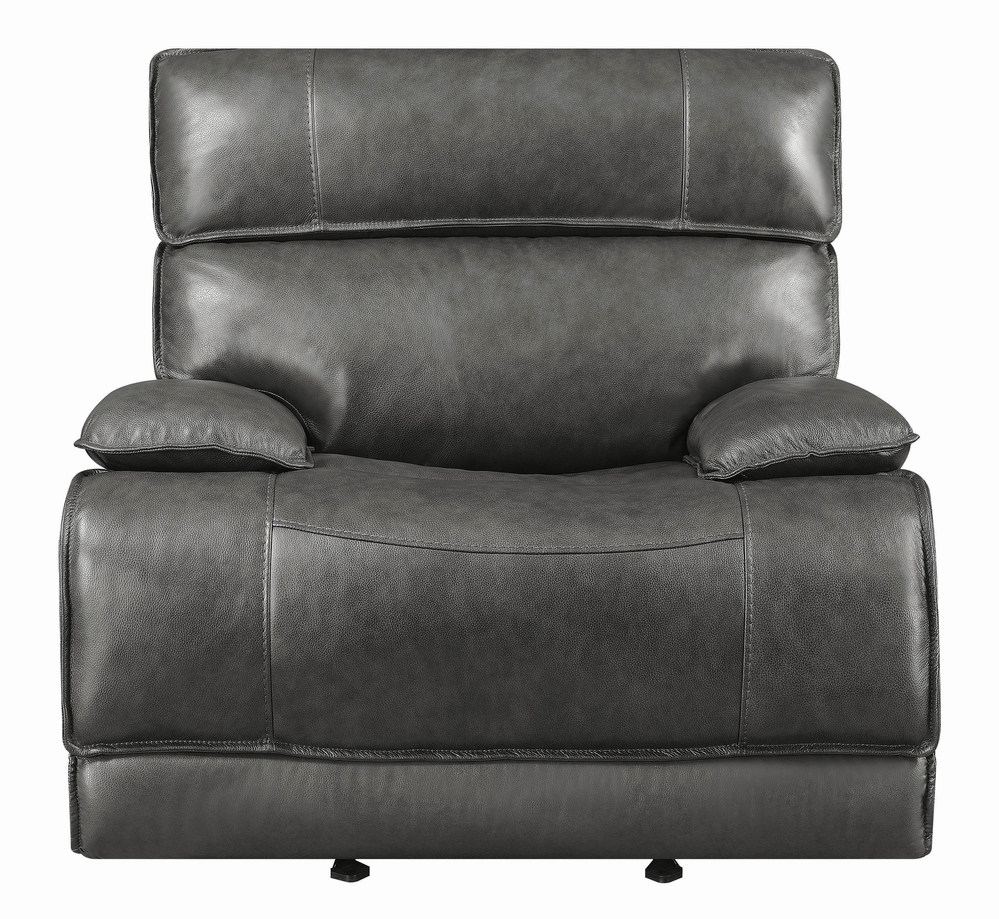 

    
 Shop  Modern Gray Leather Upholstery Power glider recliner Stanford by Coaster
