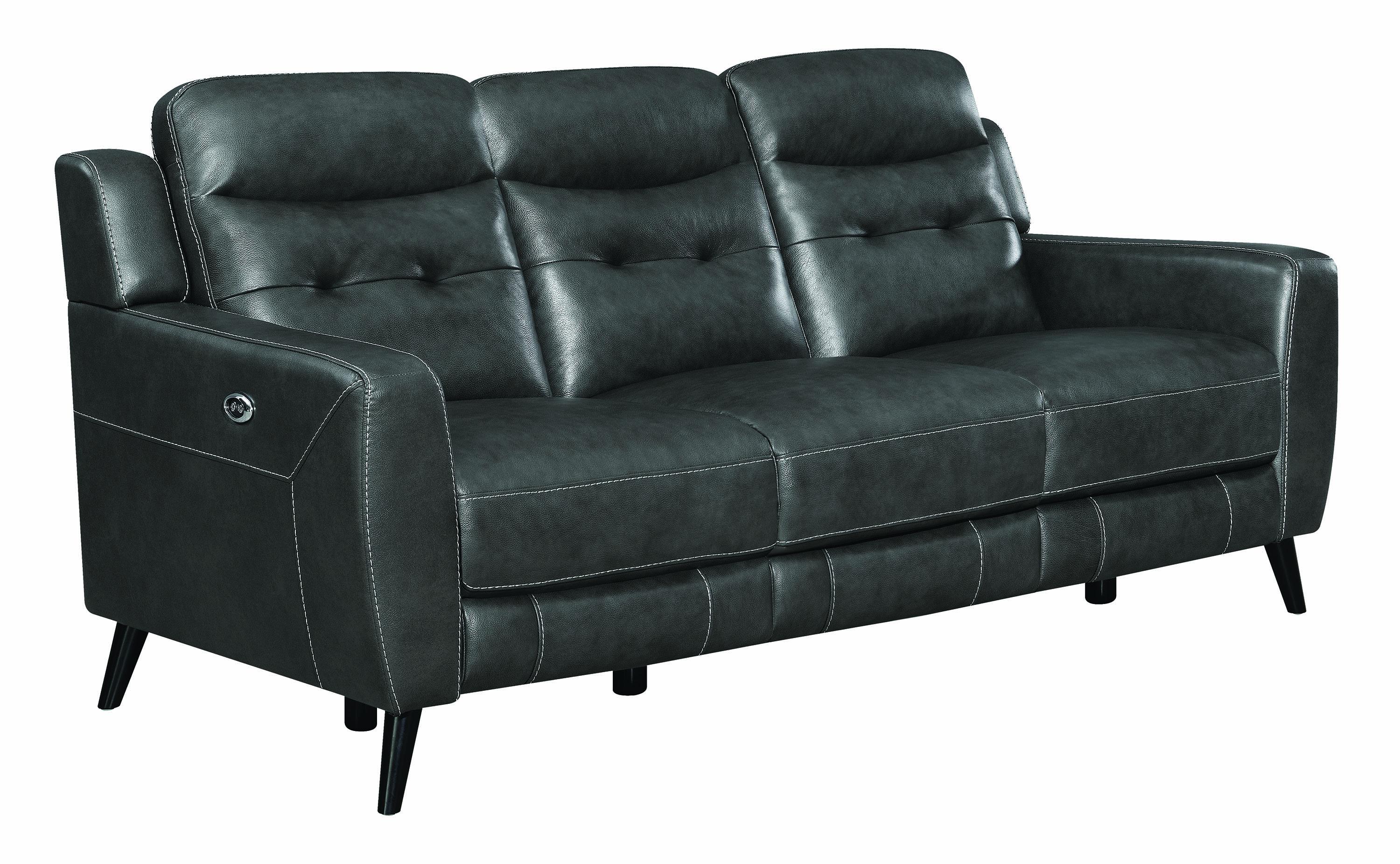 Modern Power sofa Lantana 603384P in Gray Leather