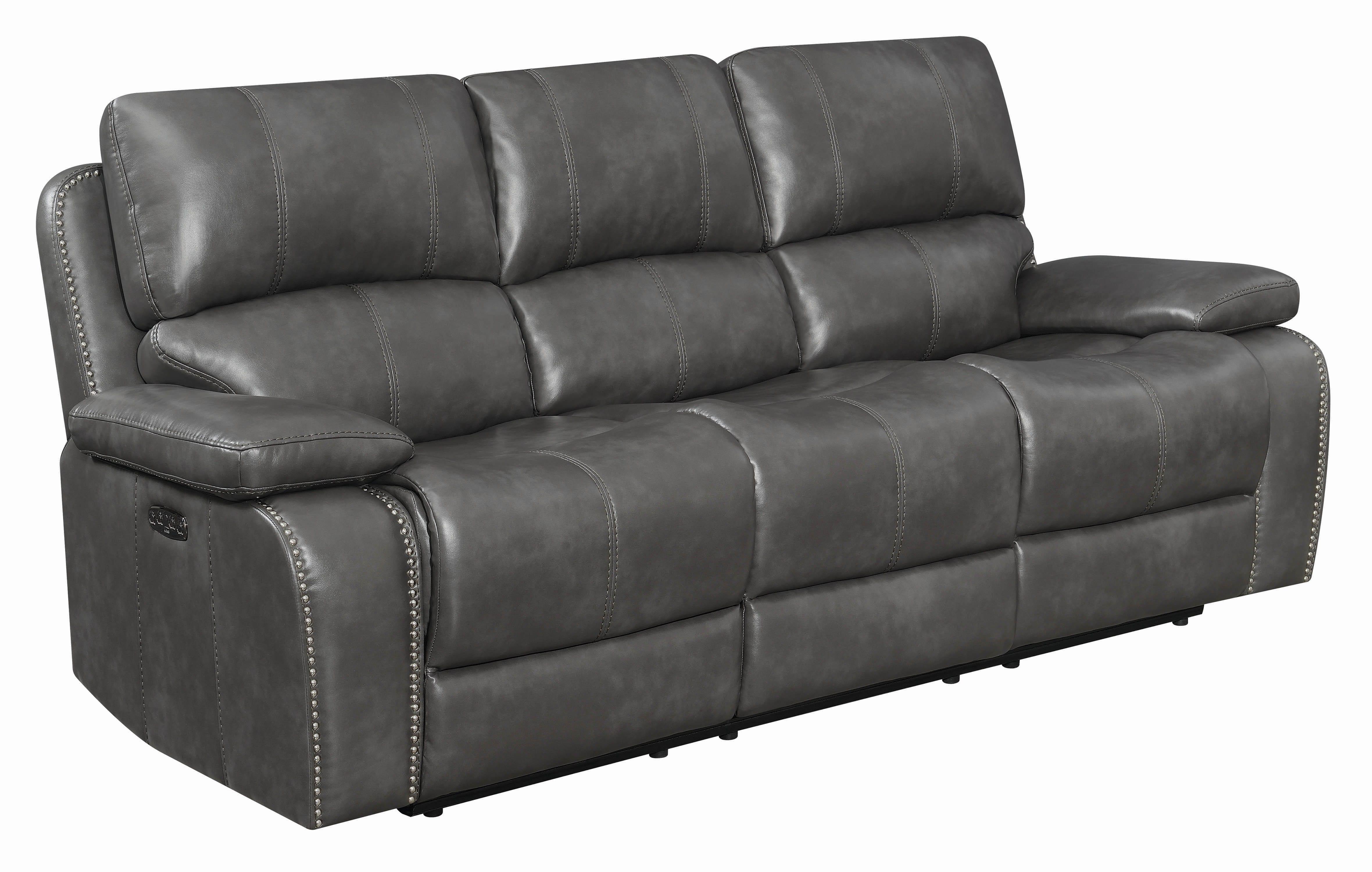

    
Modern Gray Leather Upholstery Power sofa Ravenna by Coaster
