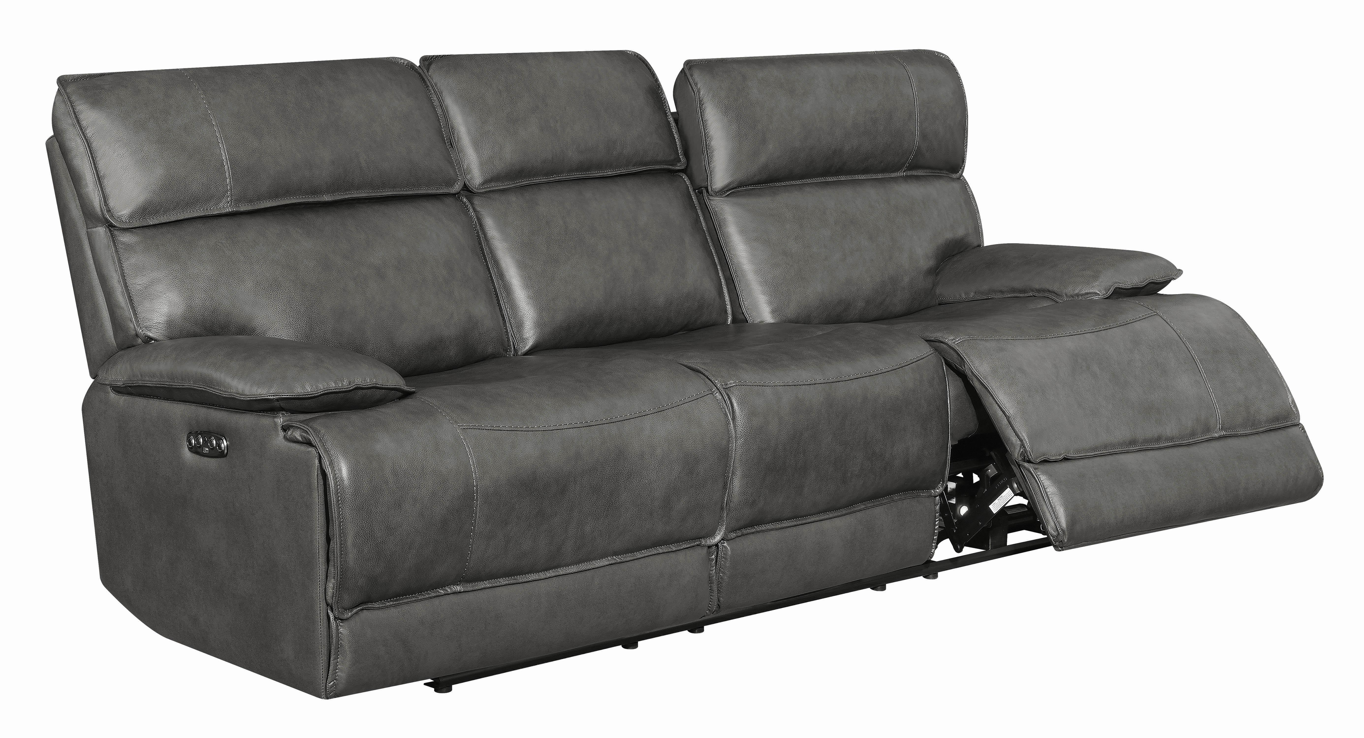 

    
650221P Modern Gray Leather Upholstery Power sofa Stanford by Coaster
