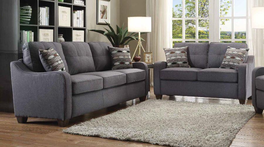 

                    
Acme Furniture Cleavon II Sofa and Loveseat Gray Linen Purchase 
