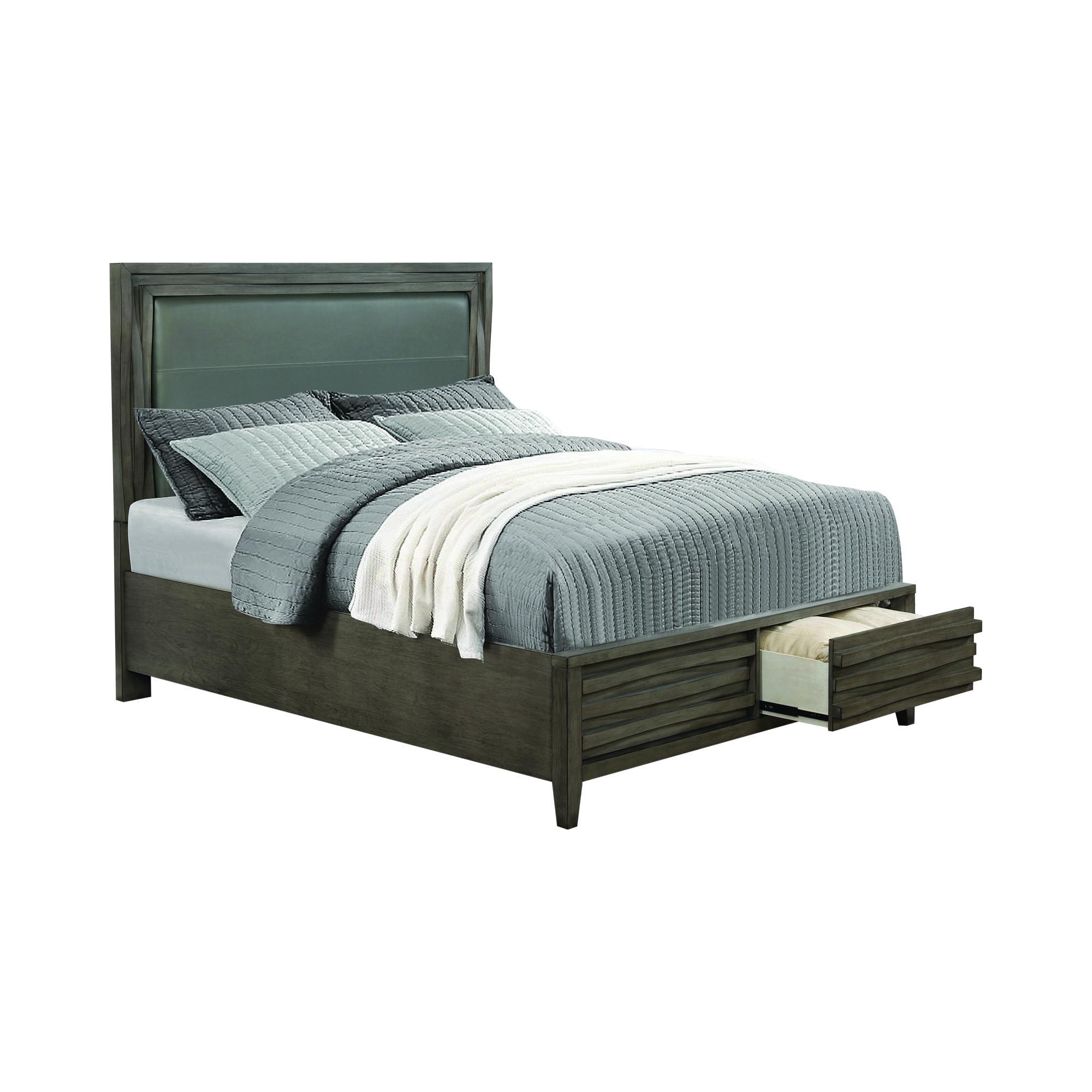 Modern Storage Bed Opal 222620KW in Gray 