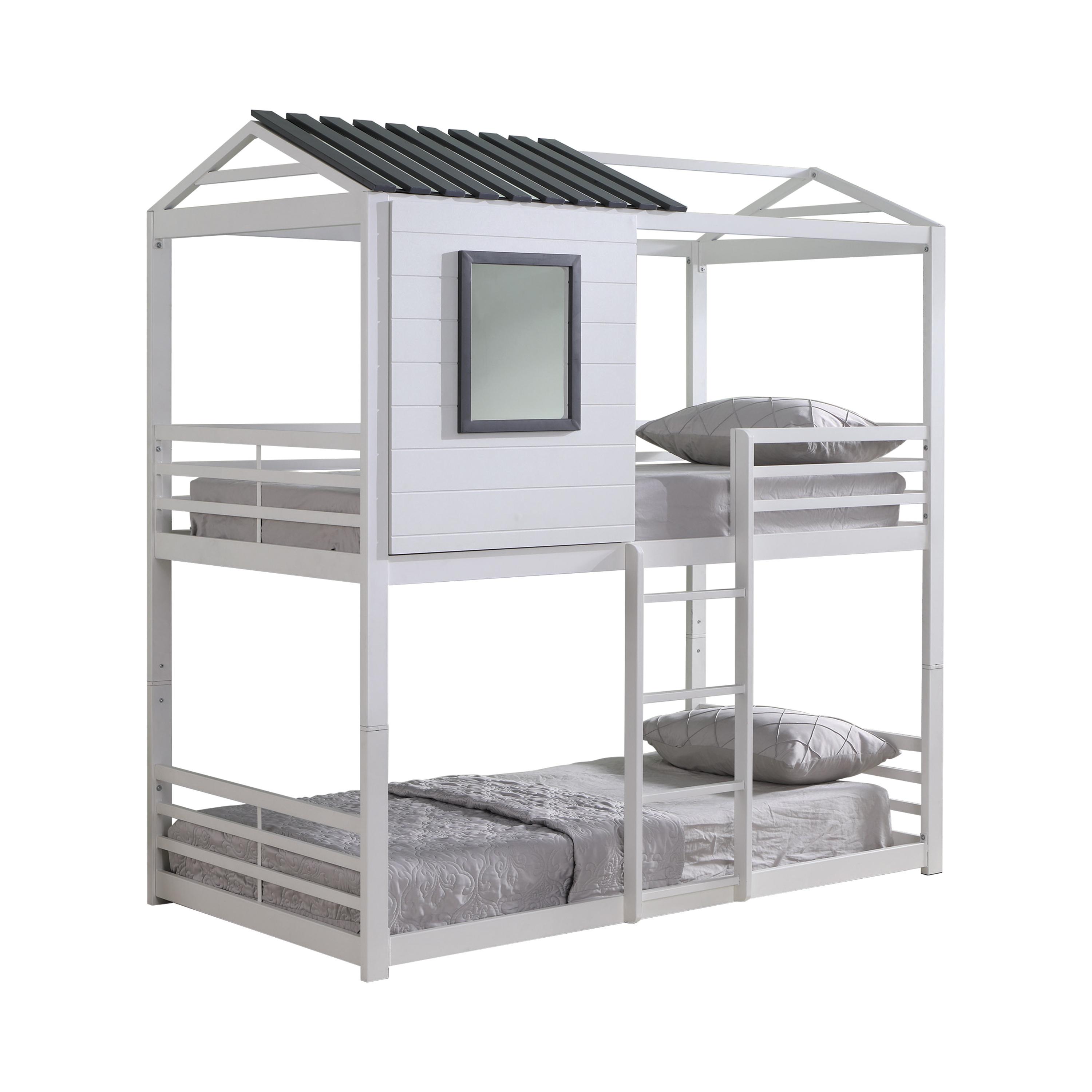 

    
Modern White & Gray Steel Twin/Twin Bunk Bed Coaster 461161 Belton
