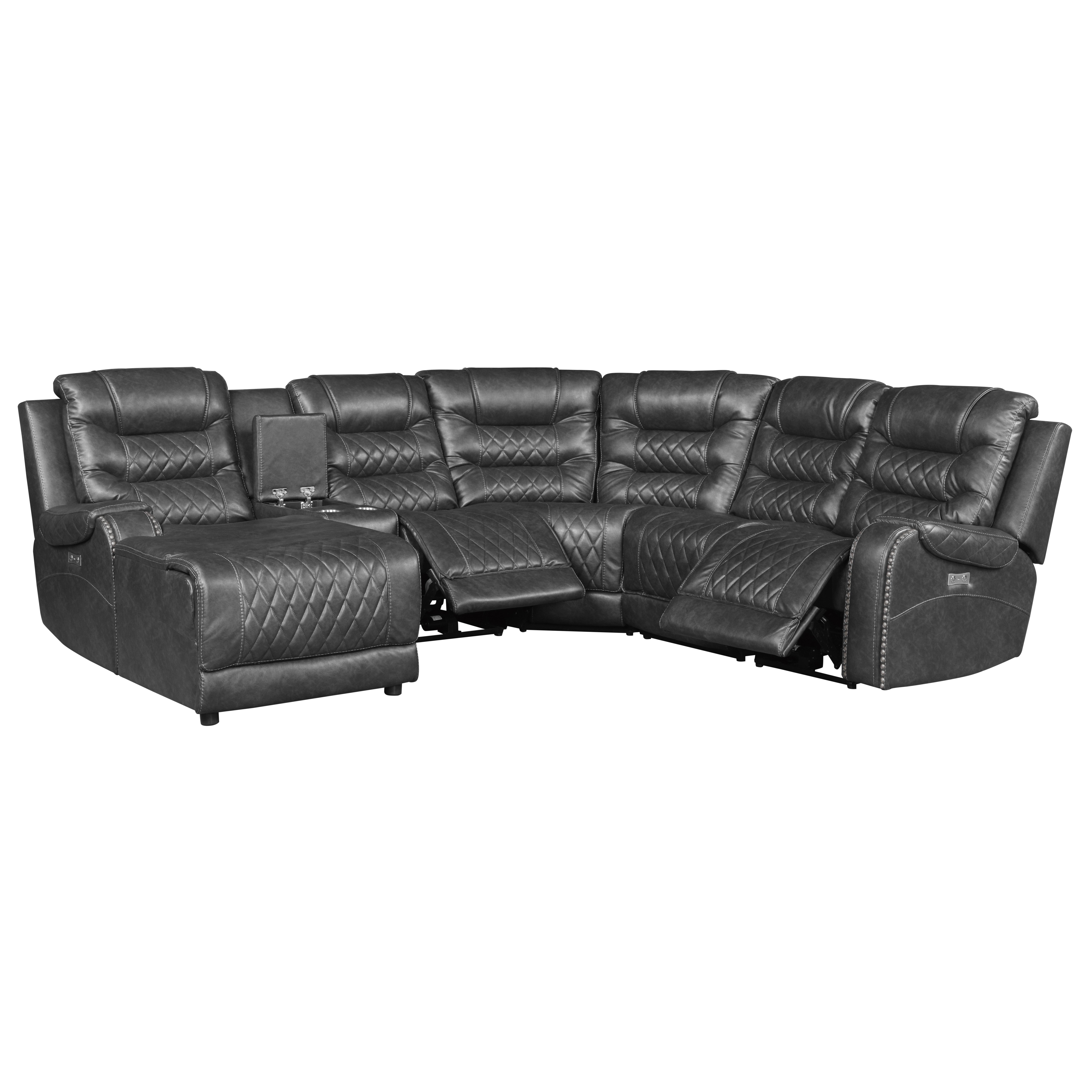 

    
Homelegance 9405GY*6LCRR Putnam Power Reclining Sectional Gray 9405GY*6LCRR
