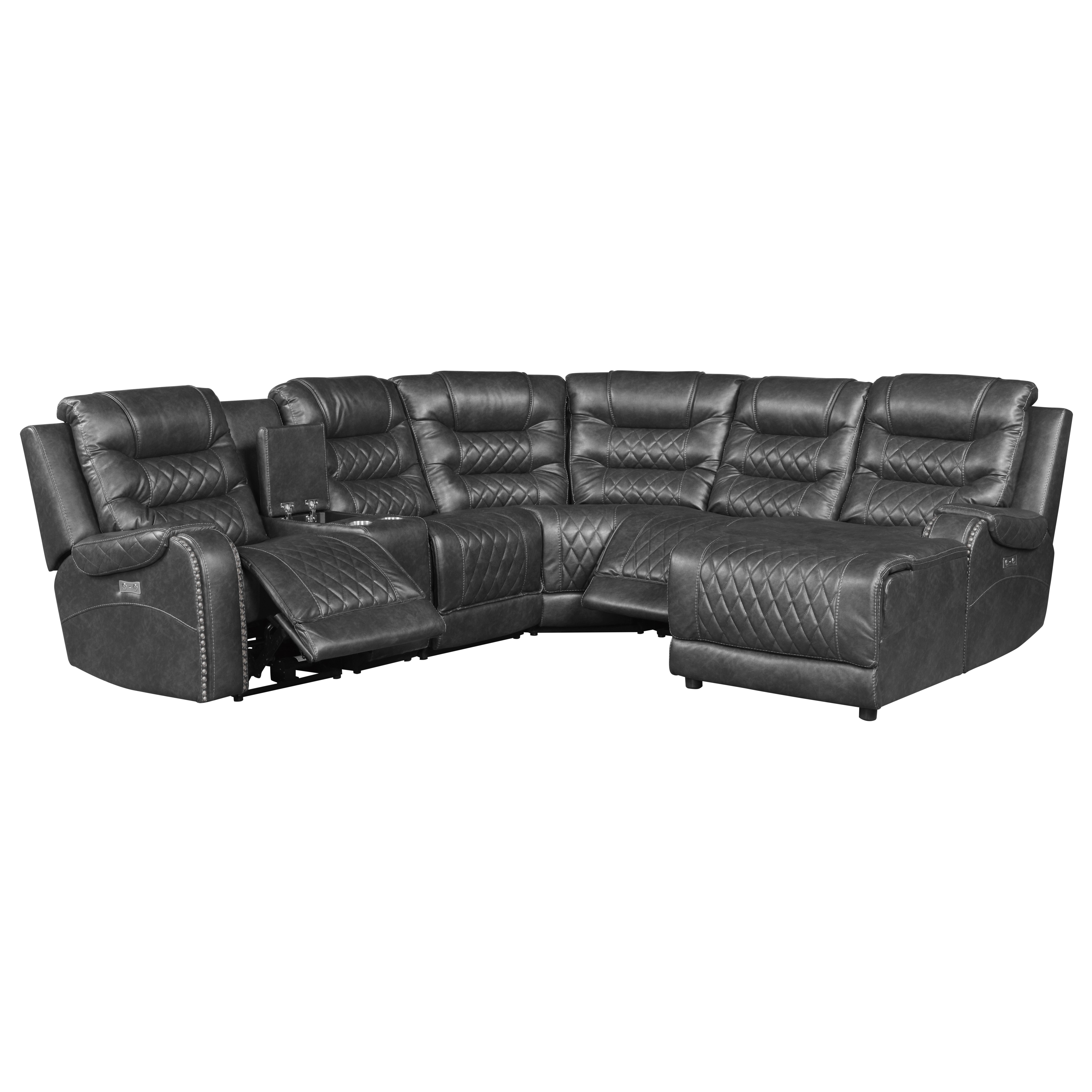 

    
Modern Gray Microfiber 6-Piece RSF Power Reclining Sectional Homelegance 9405GY*6LRRC Putnam
