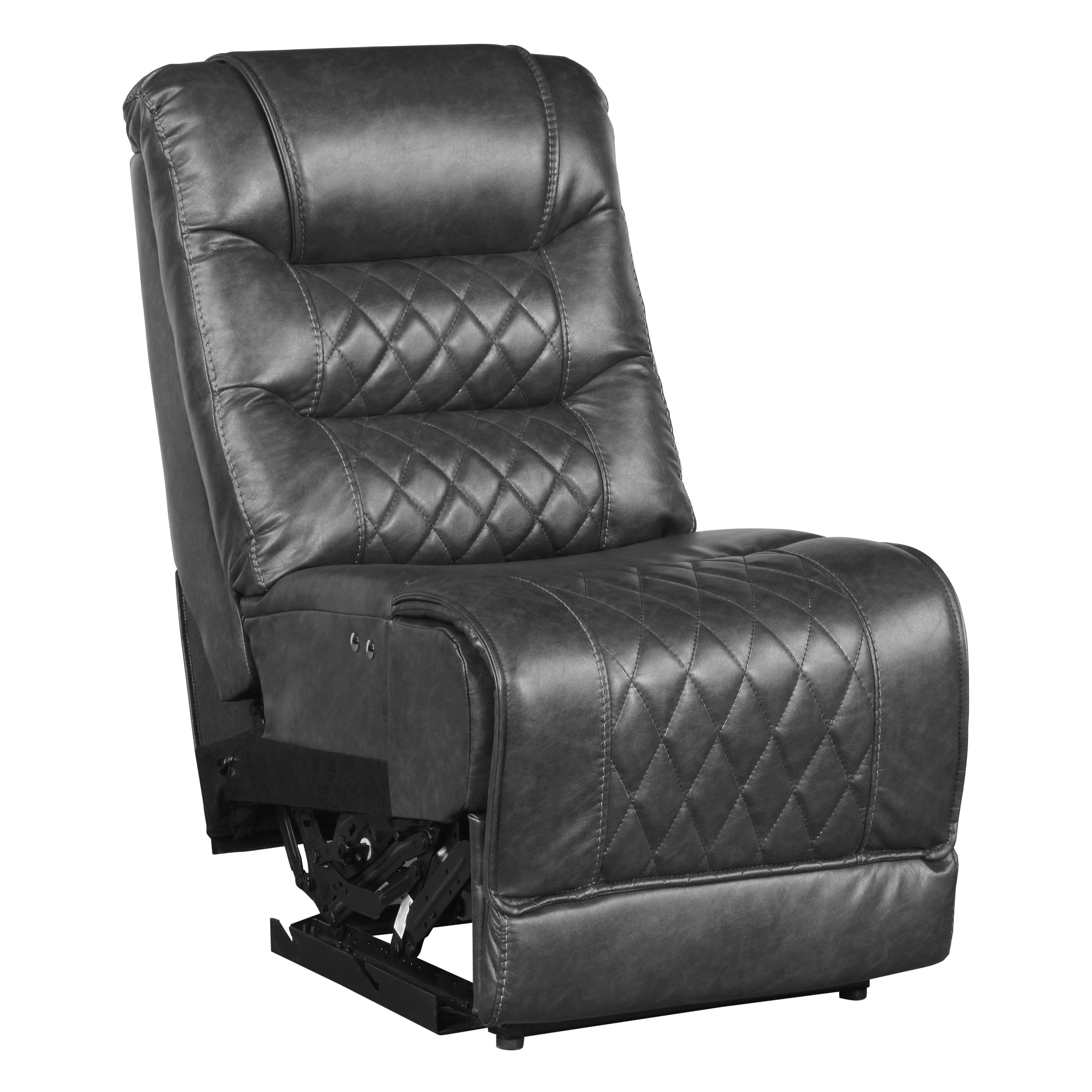 

    
Modern Gray Microfiber Power Armless Reclining Chair Homelegance 9405GY-ARPW Putnam
