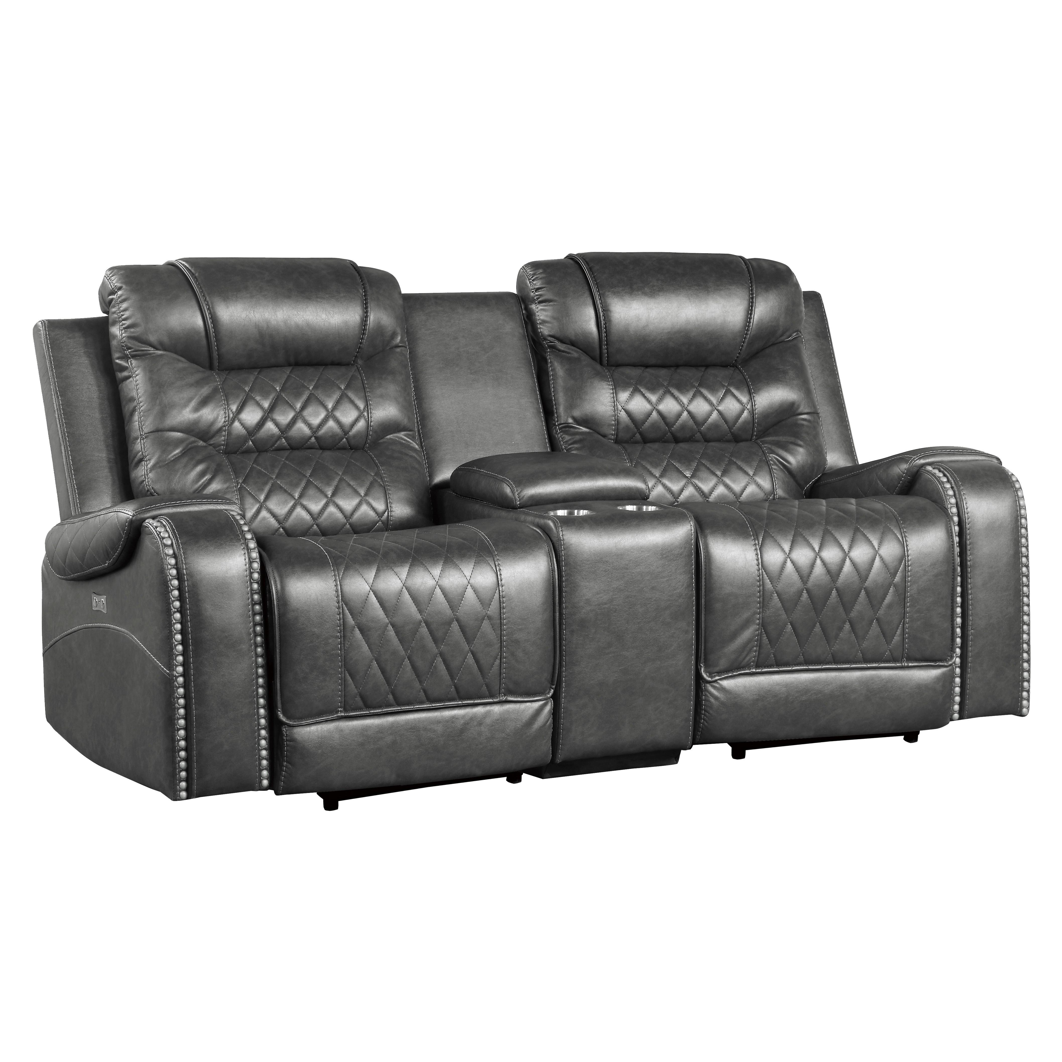 

                    
Buy Modern Gray Microfiber Power Reclining Sofa Set 2pcs Homelegance 9405GY Putnam
