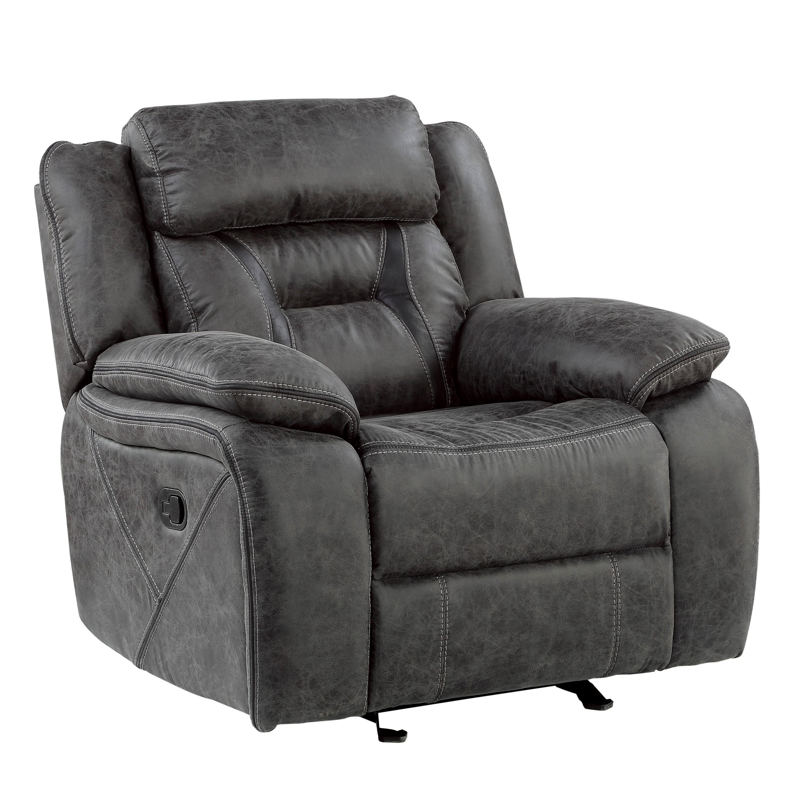 

    
Modern Gray Microfiber Reclining Chair Homelegance 9989GY-1 Madrona Hill
