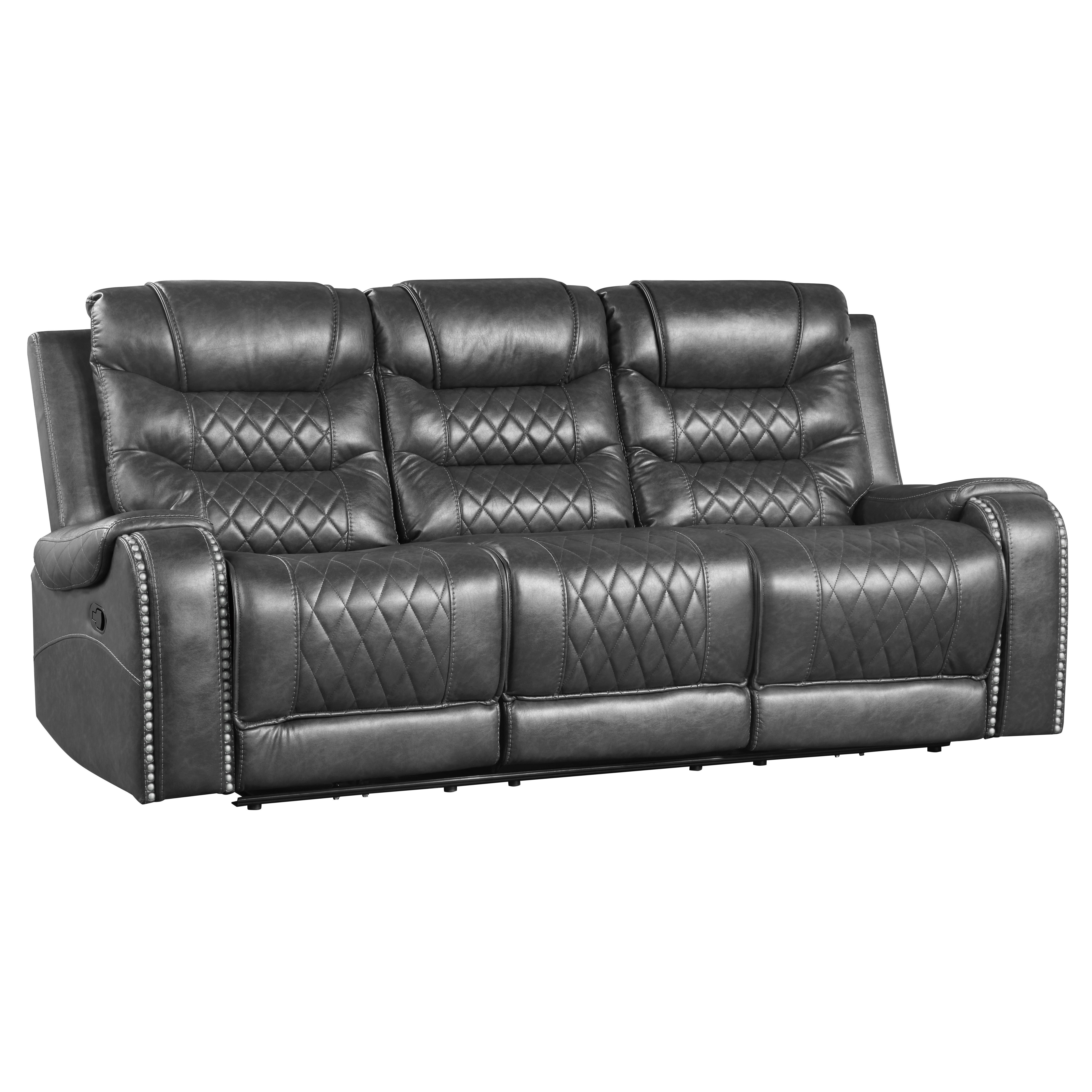 

    
Modern Gray Microfiber Reclining Sofa Homelegance 9405GY-3 Putnam
