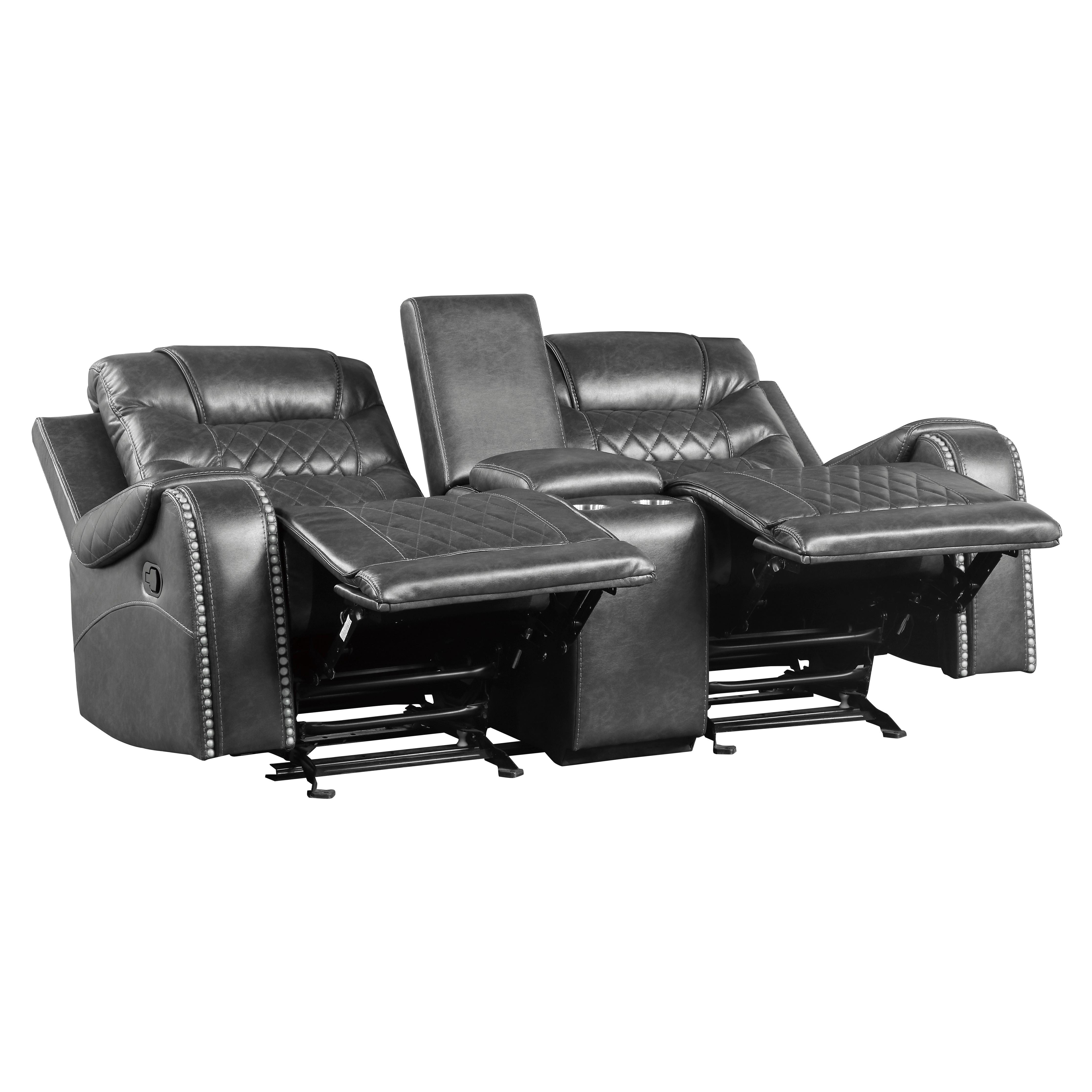 

    
 Order  Modern Gray Microfiber Reclining Sofa Set 2pcs Homelegance 9405GY Putnam
