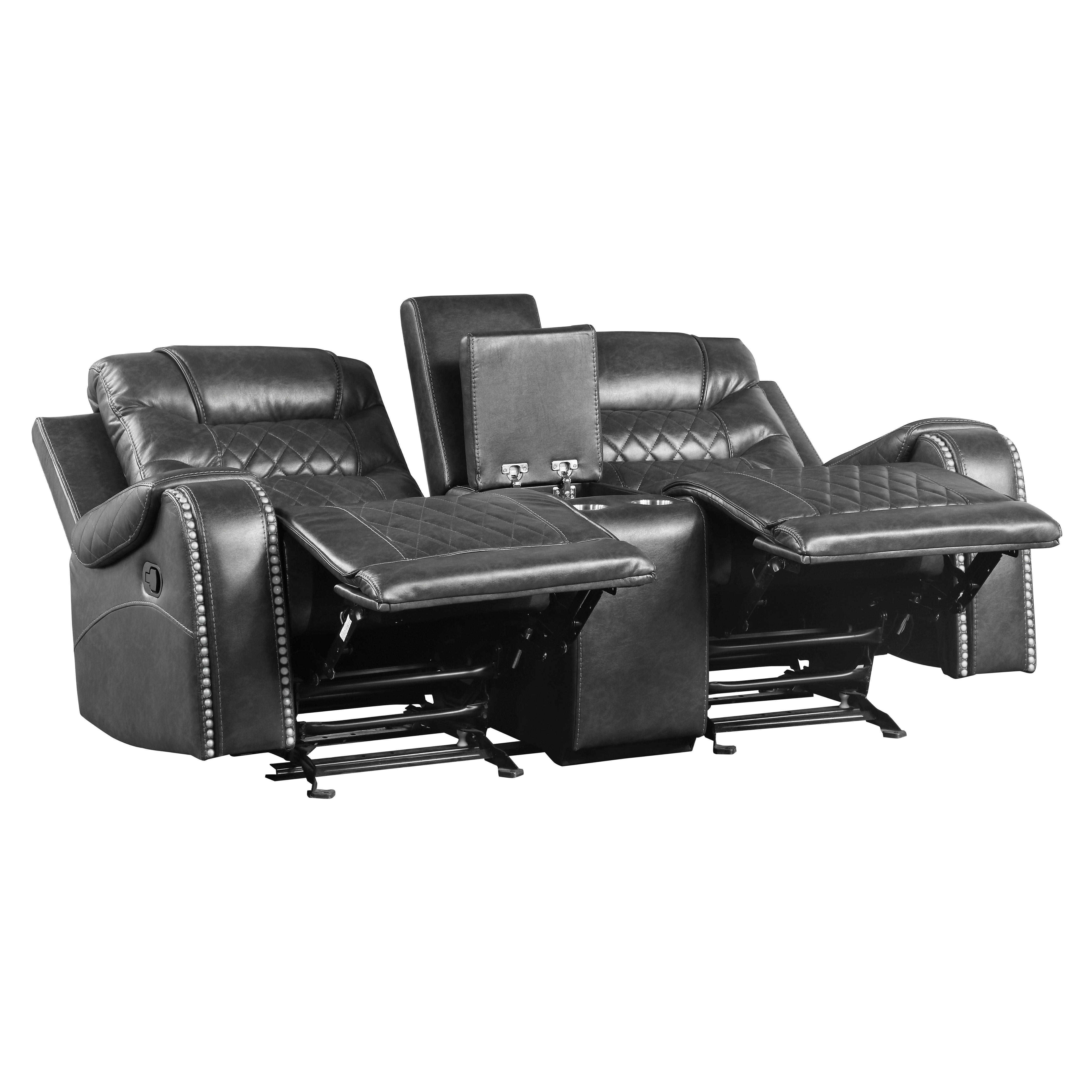 

    
 Shop  Modern Gray Microfiber Reclining Sofa Set 2pcs Homelegance 9405GY Putnam
