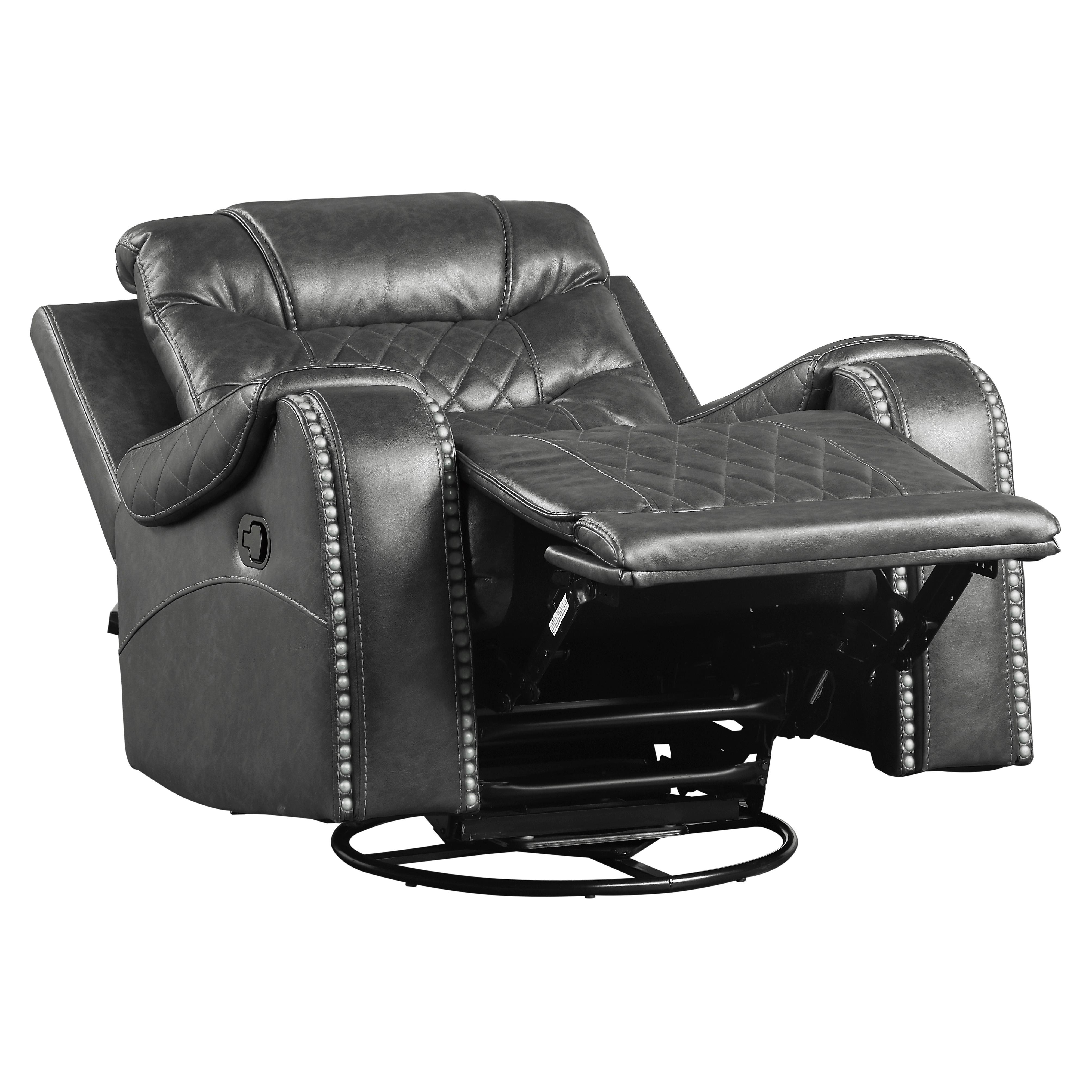

    
Homelegance 9405GY-1 Putnam Swivel Reclining Chair Gray 9405GY-1
