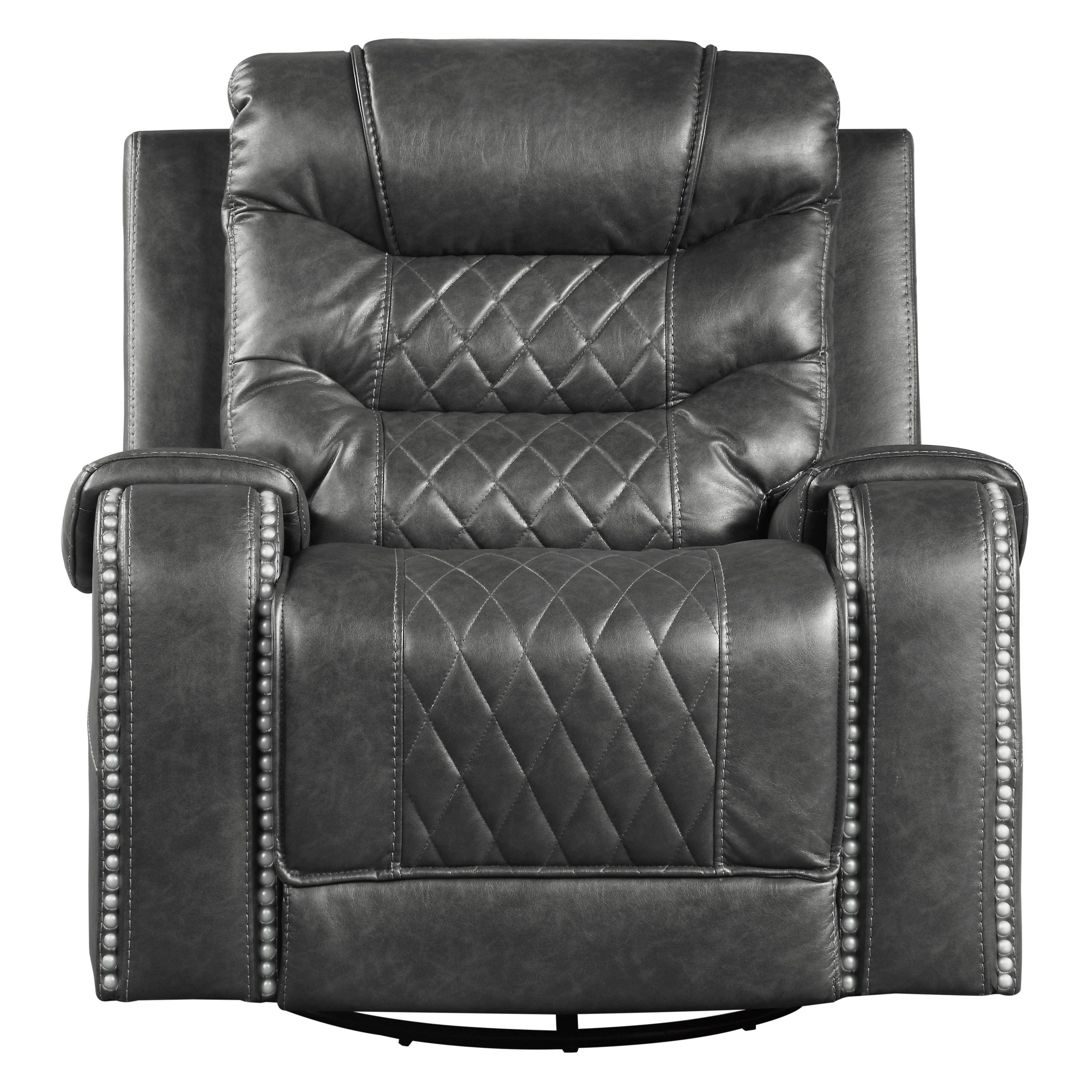 Modern Swivel Reclining Chair 9405GY-1 Putnam 9405GY-1 in Gray Microfiber