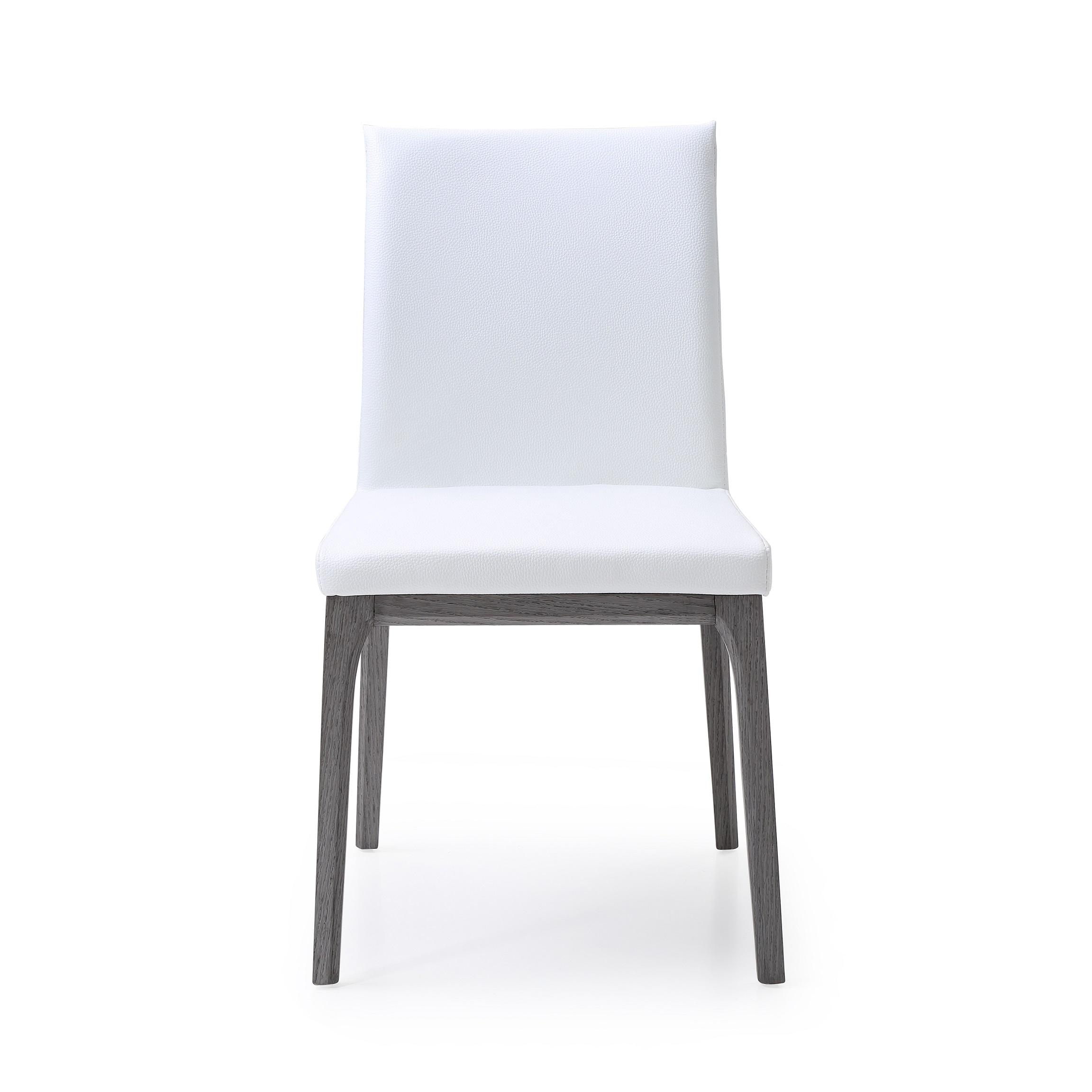 Modern Dining Chair Set DC1454-GRY/WHT Stella DC1454-GRY/WHT in Oak, White Faux Leather