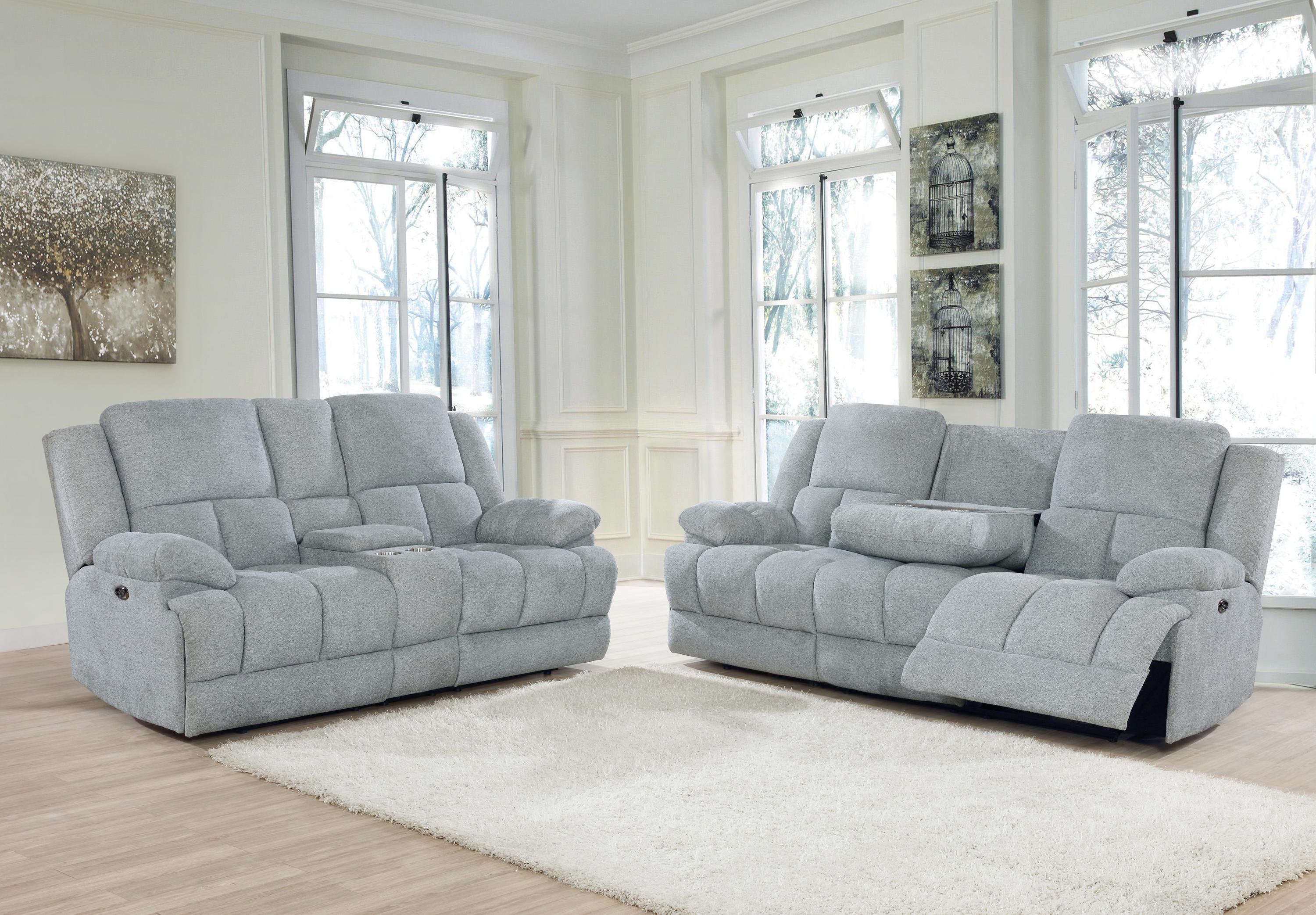 Modern Power Sofa Set 602561P-S2 Waterbury 602561P-S2 in Gray 